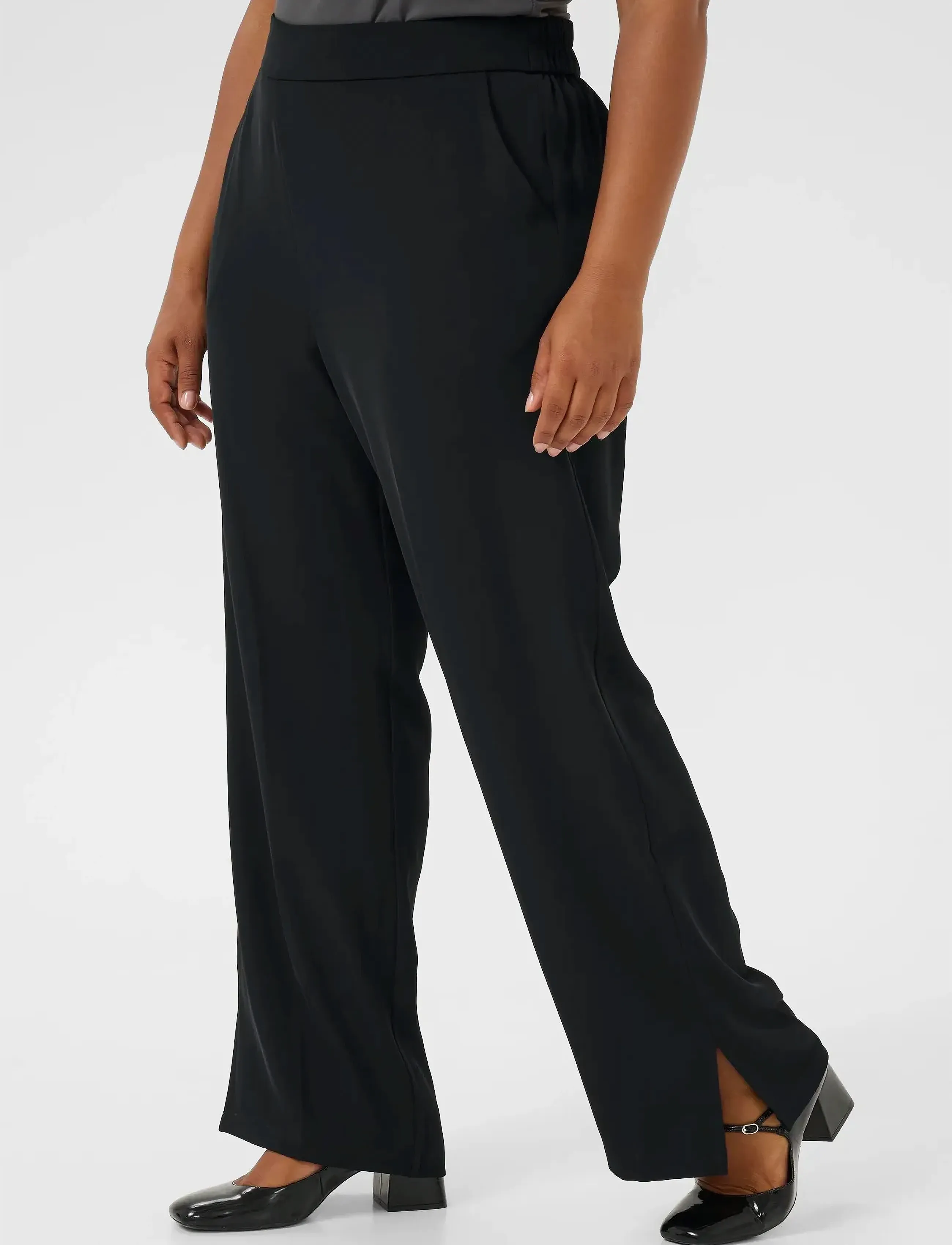 Kaffe Curve KCsigne HW Wide Pants - Tøj - BLACK DEEP / black