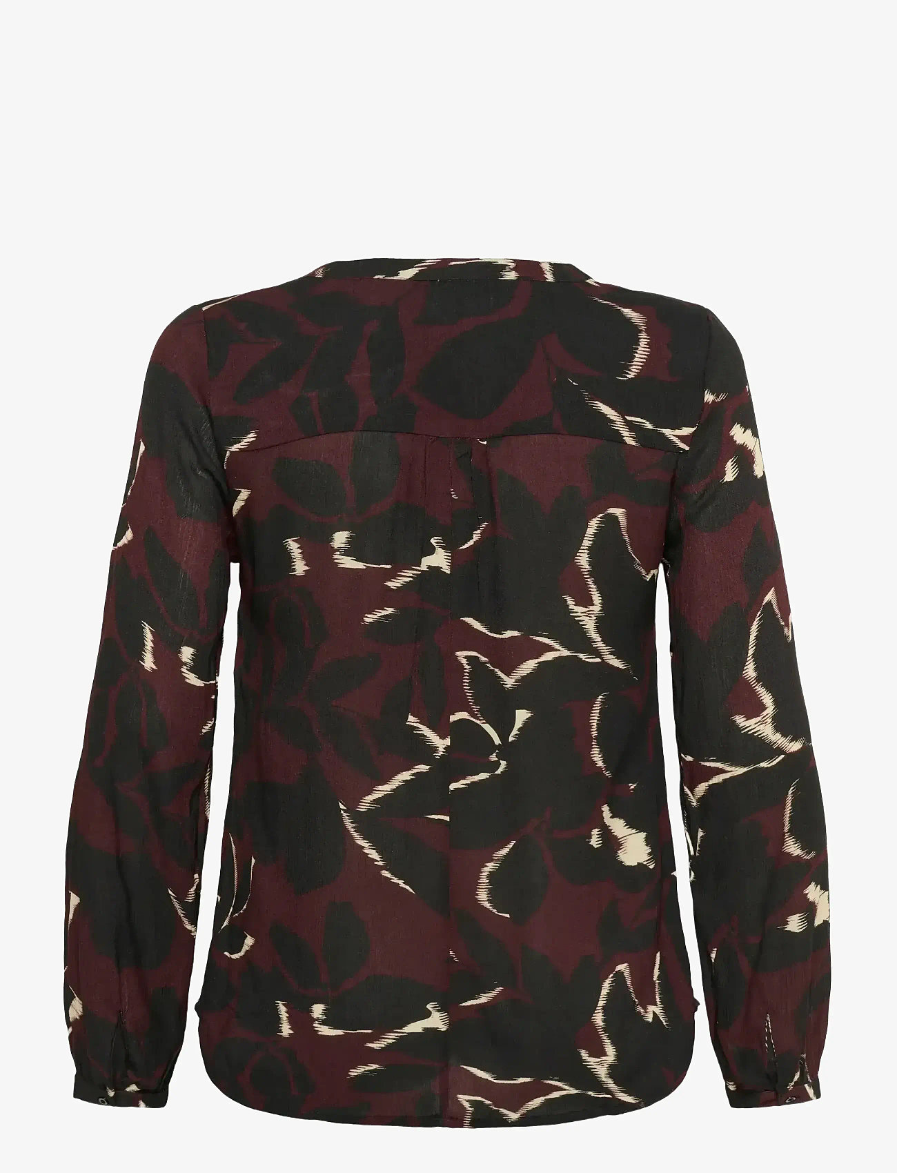 Kaffe Curve - KCami LS Blouse Printed - langärmlige blusen - windsor wine/black flower - 1