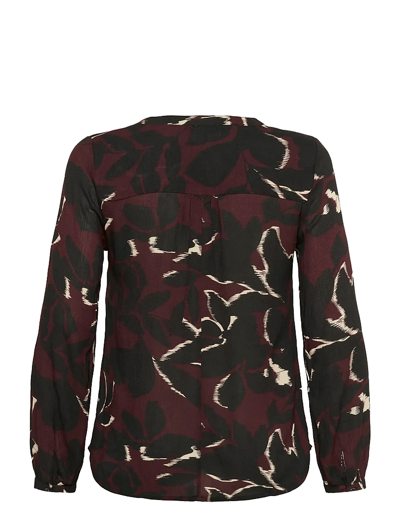 Kaffe Curve - KCami LS Blouse Printed - langärmlige blusen - windsor wine/black flower - 2