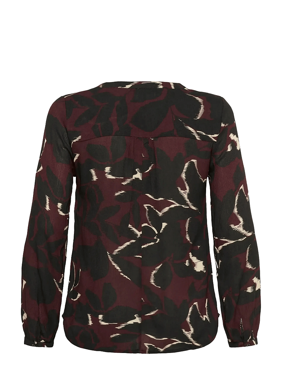 Kaffe Curve - KCami LS Blouse Printed - langärmelige blusen - windsor wine/black flower - 2