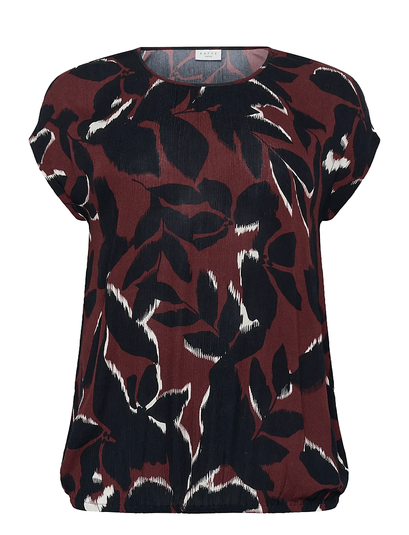 Kaffe Curve - KCami Stanley Printed - kurzämlige blusen - windsor wine/black flower - 1