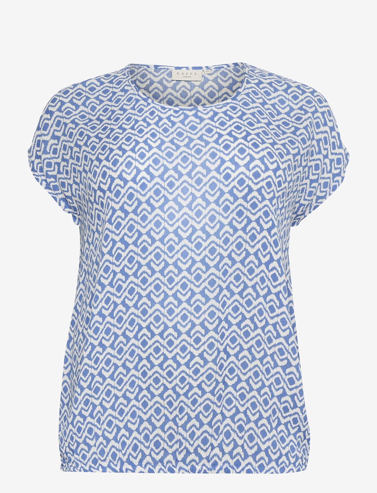 Kaffe Curve - KCami Stanley Printed - kurzämlige blusen - blue/white graphic - 1