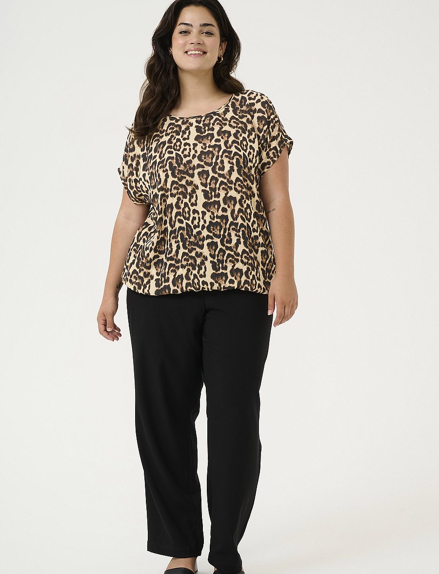 Kaffe Curve - KCami Stanley Printed - lühikeste varrukatega pluusid - naturel leopard print - 3