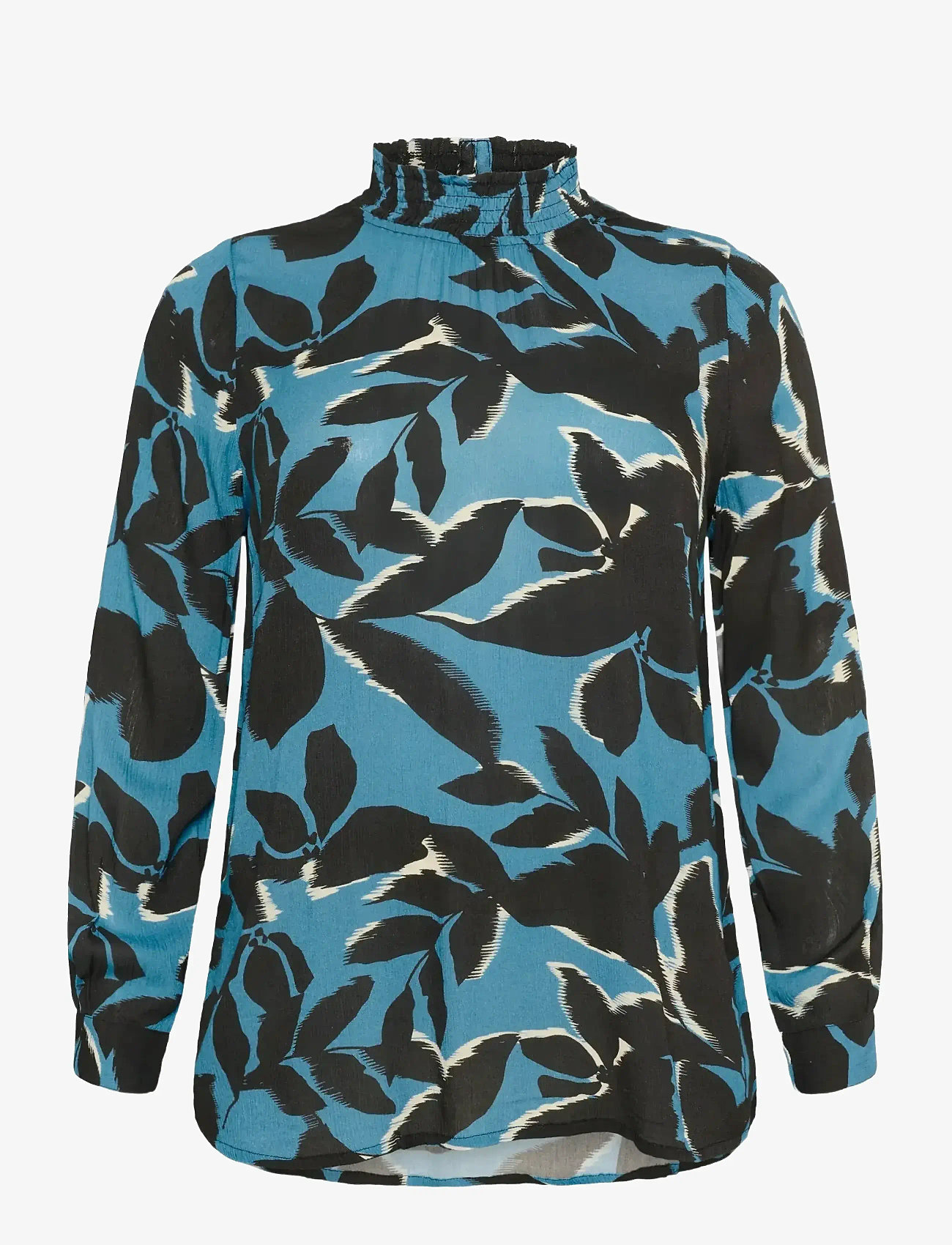 Kaffe Curve - KCami LS Blouse Printed - blouses à manches longues - windward blue/black flower - 1