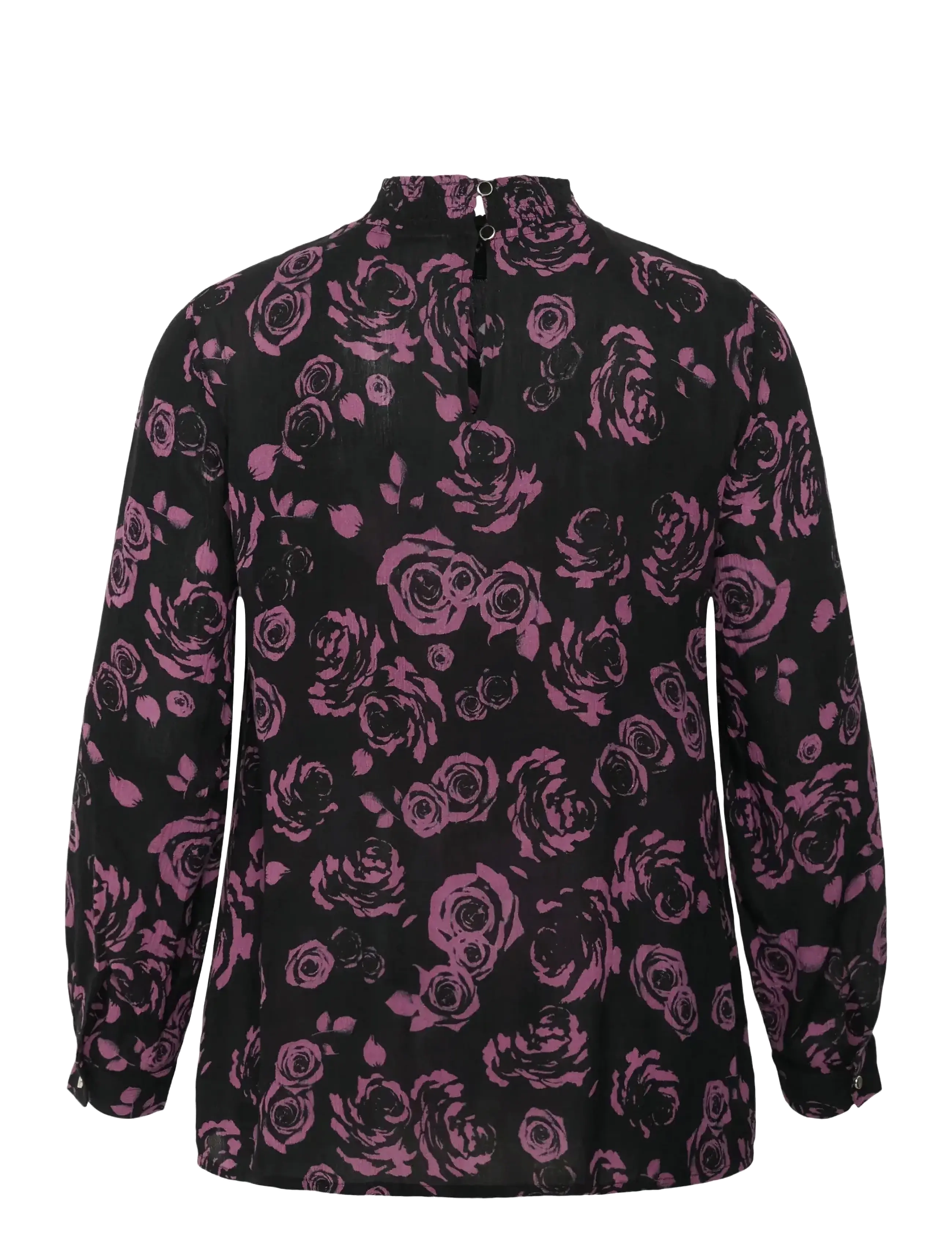 Kaffe Curve - KCami LS Blouse Printed - langärmlige blusen - black tulipwood rose - 2