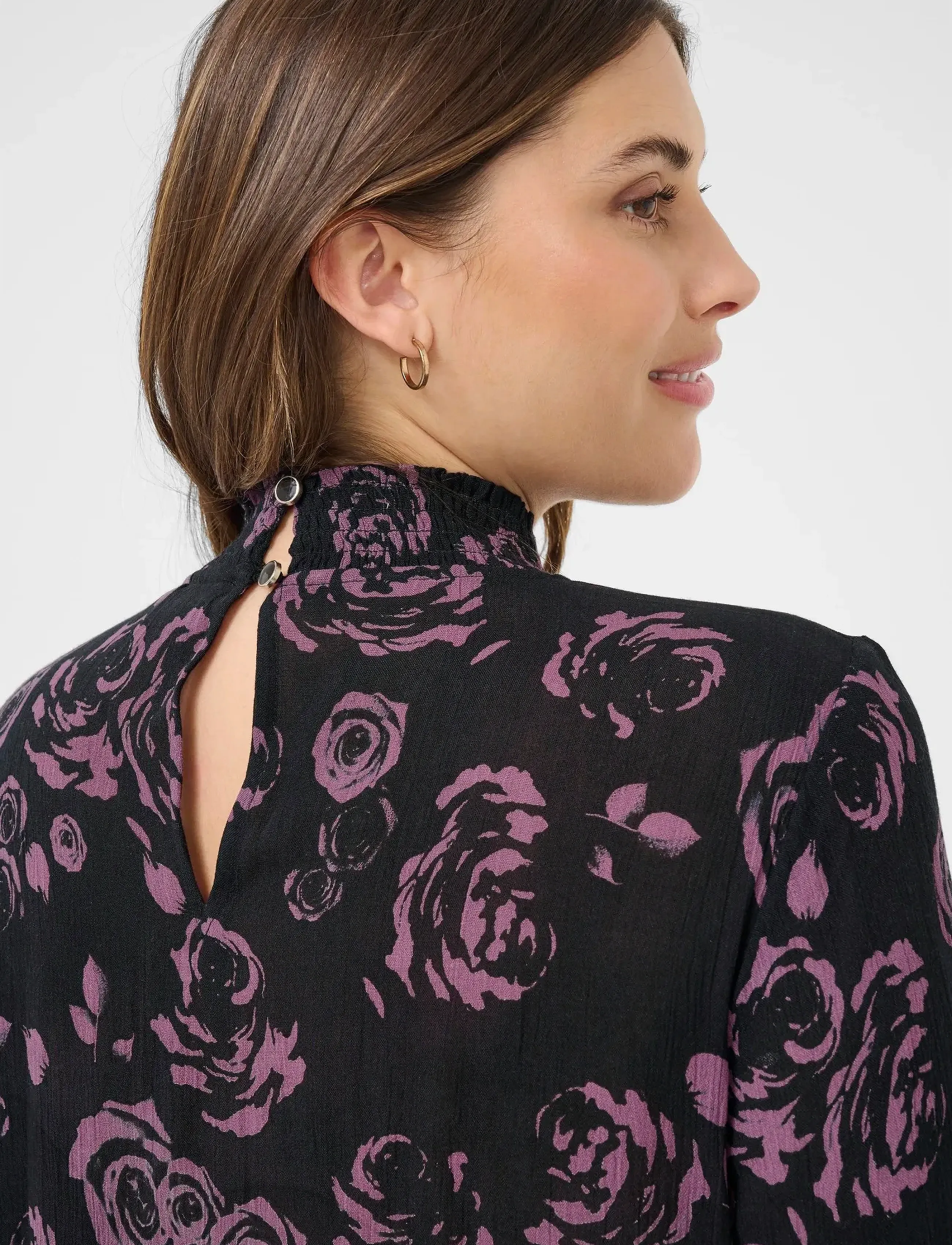 Kaffe Curve - KCami LS Blouse Printed - langärmlige blusen - black tulipwood rose - 5