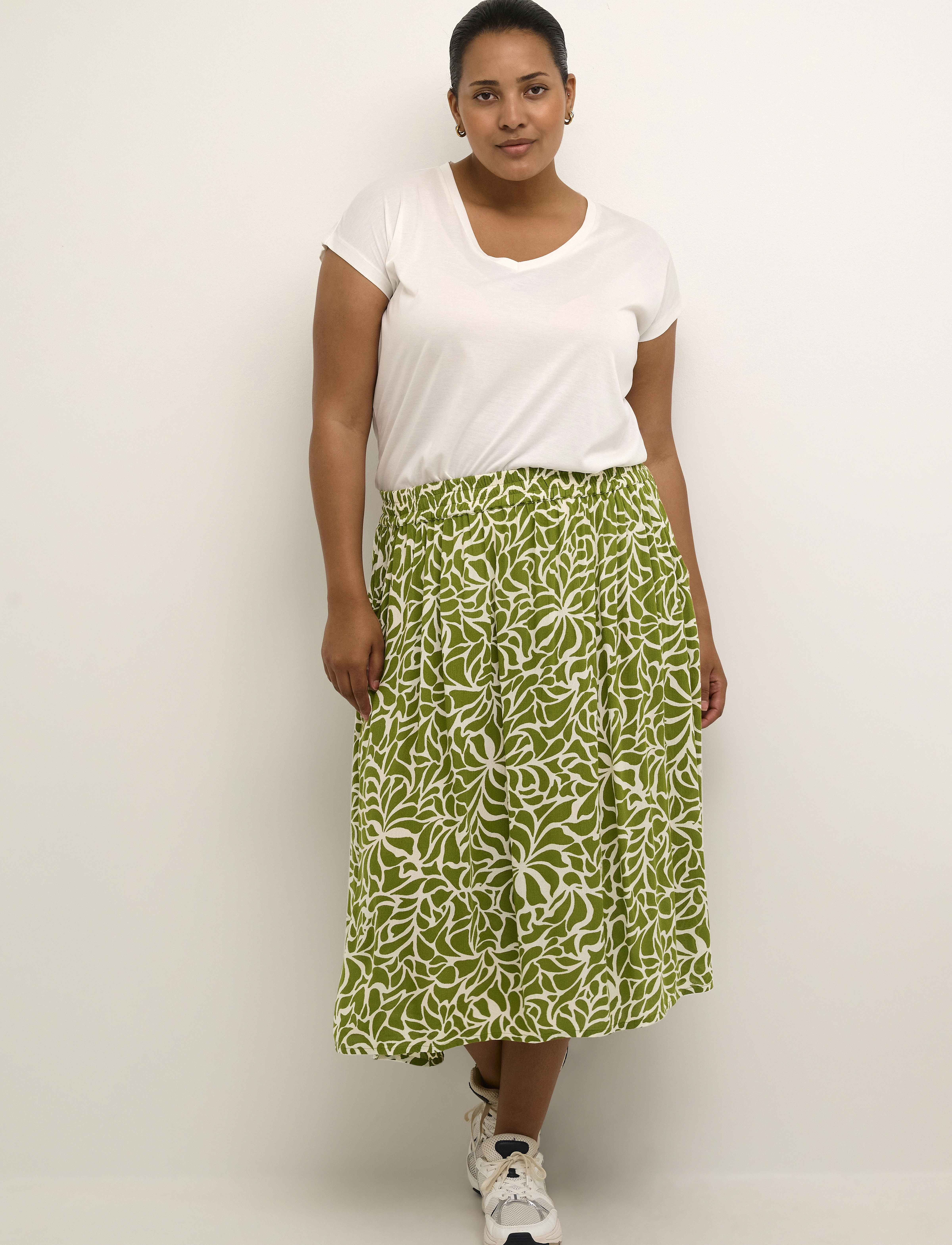 Kaffe Curve - KCami Skirt Printed - calla/white graphic flower - 3