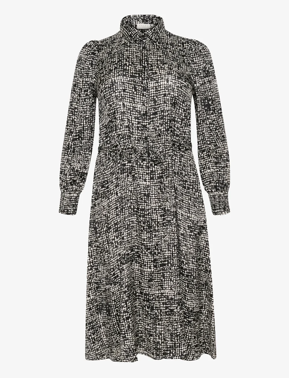 Kaffe Curve - KCshana Shirt Dress Printed - midi dresses - black/turtledove graphic dot - 1
