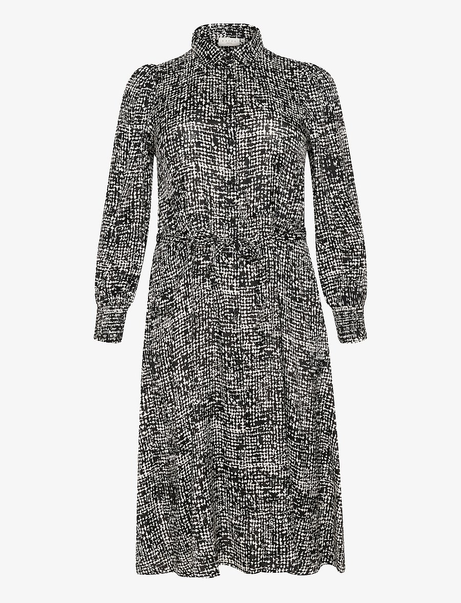 Kaffe Curve - KCshana Shirt Dress Printed - black/turtledove graphic dot - 1