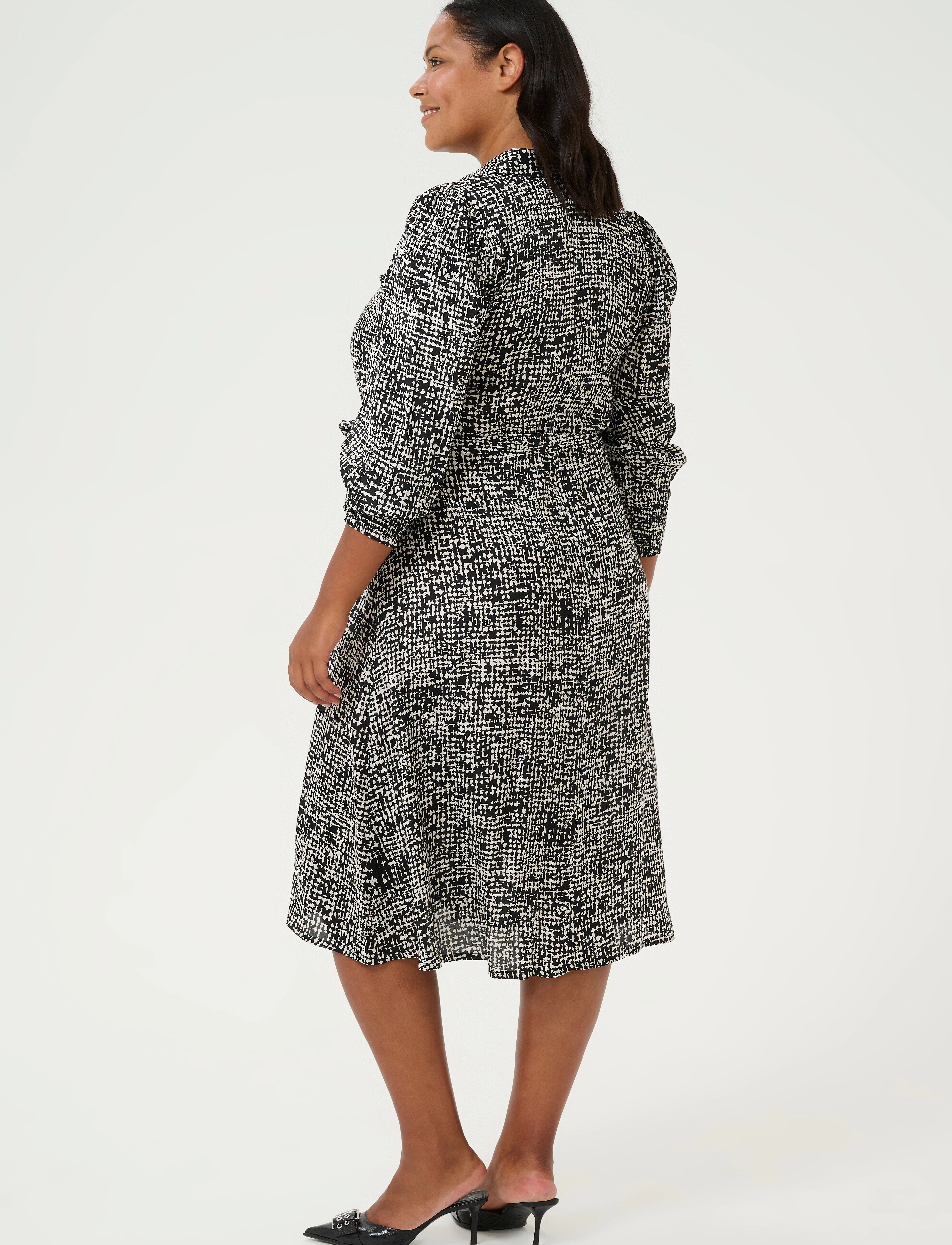 Kaffe Curve - KCshana Shirt Dress Printed - black/turtledove graphic dot - 3