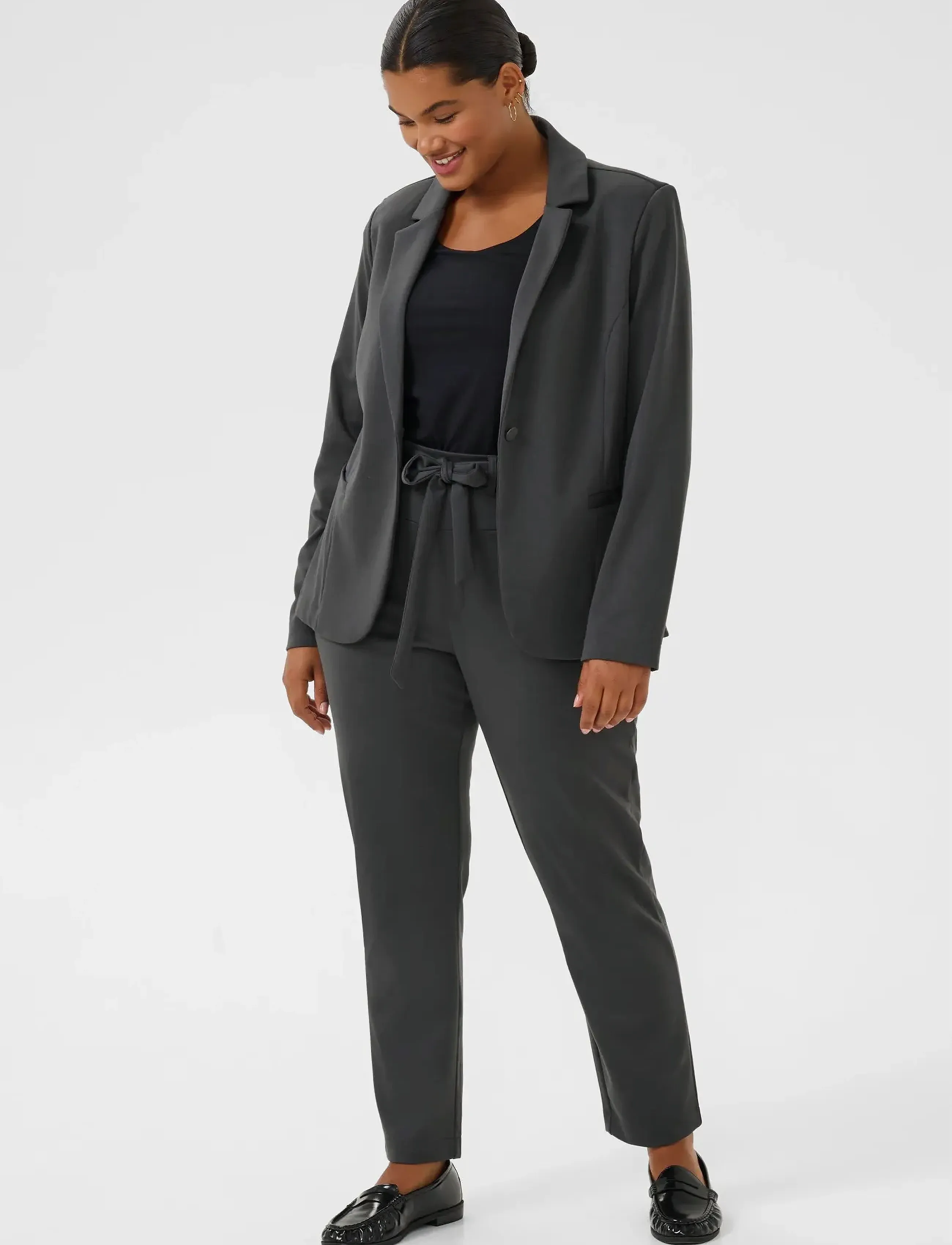 Kaffe Curve - KCjenna Blazer - party wear at outlet prices - black oyster - 3