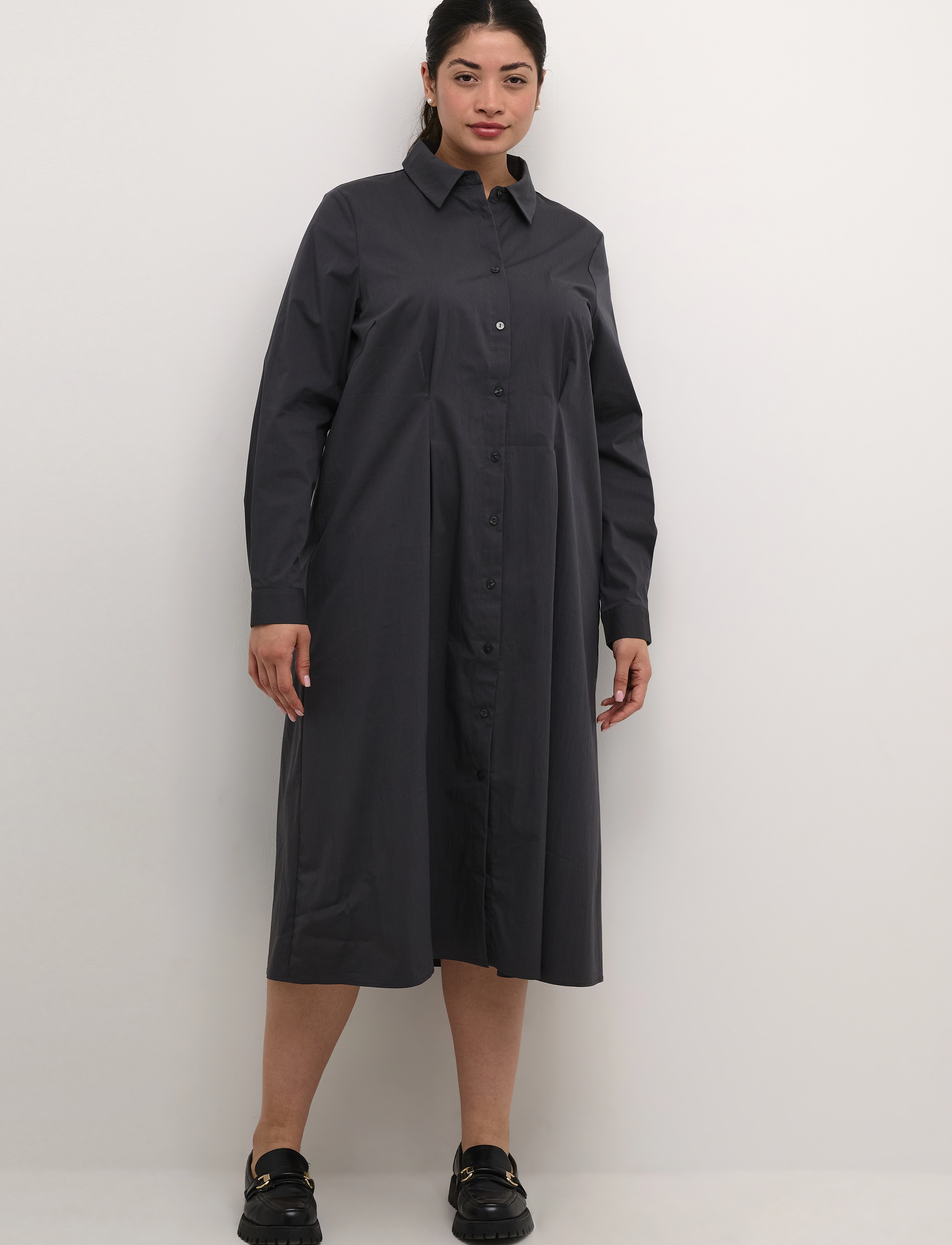 Kaffe Curve - KChenna Shirt Dress - skjortekjoler - black oyster - 3