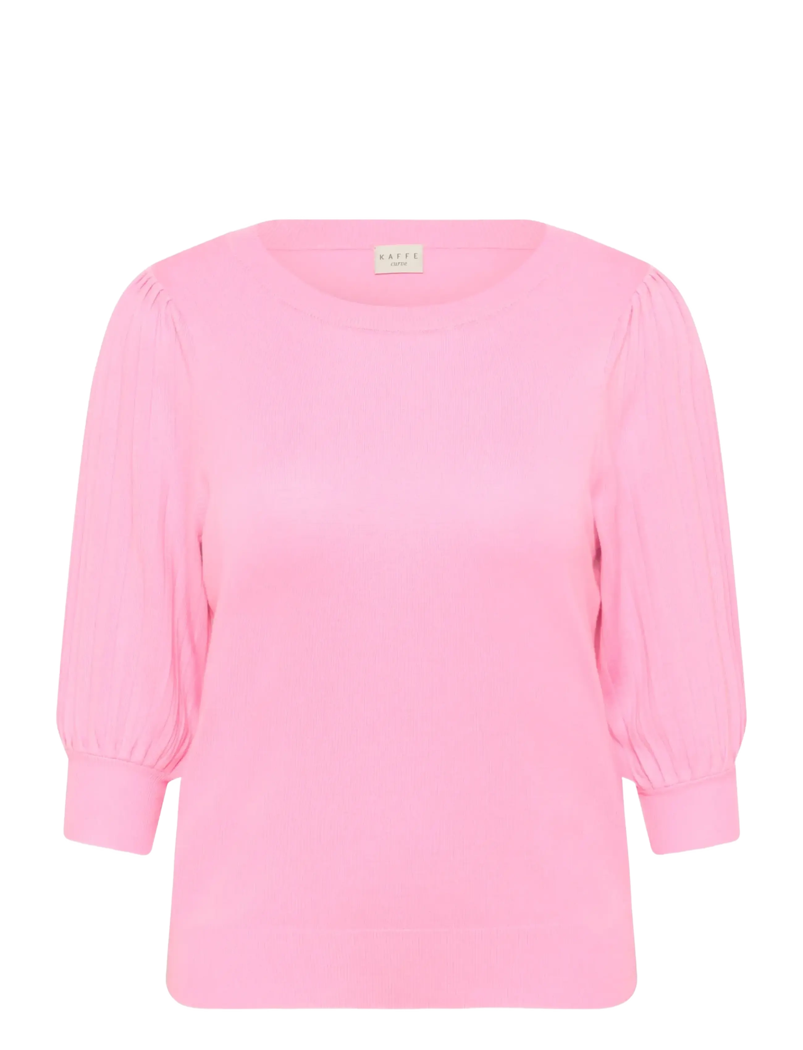 KAFFE CURVE Kcloni 3/4 Sl Knit Pullover Pink - L - Damen