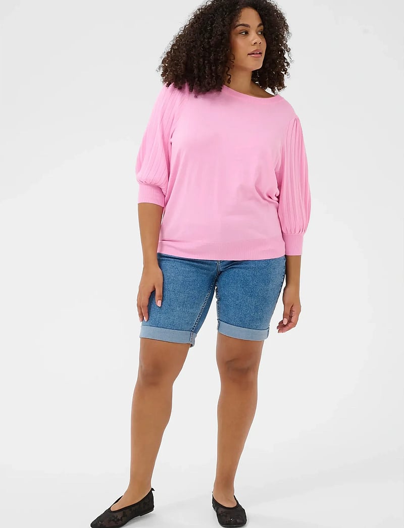 Kaffe Curve - KCloni 3/4 SL Knit Pullover - swetry - pink frosting - 0