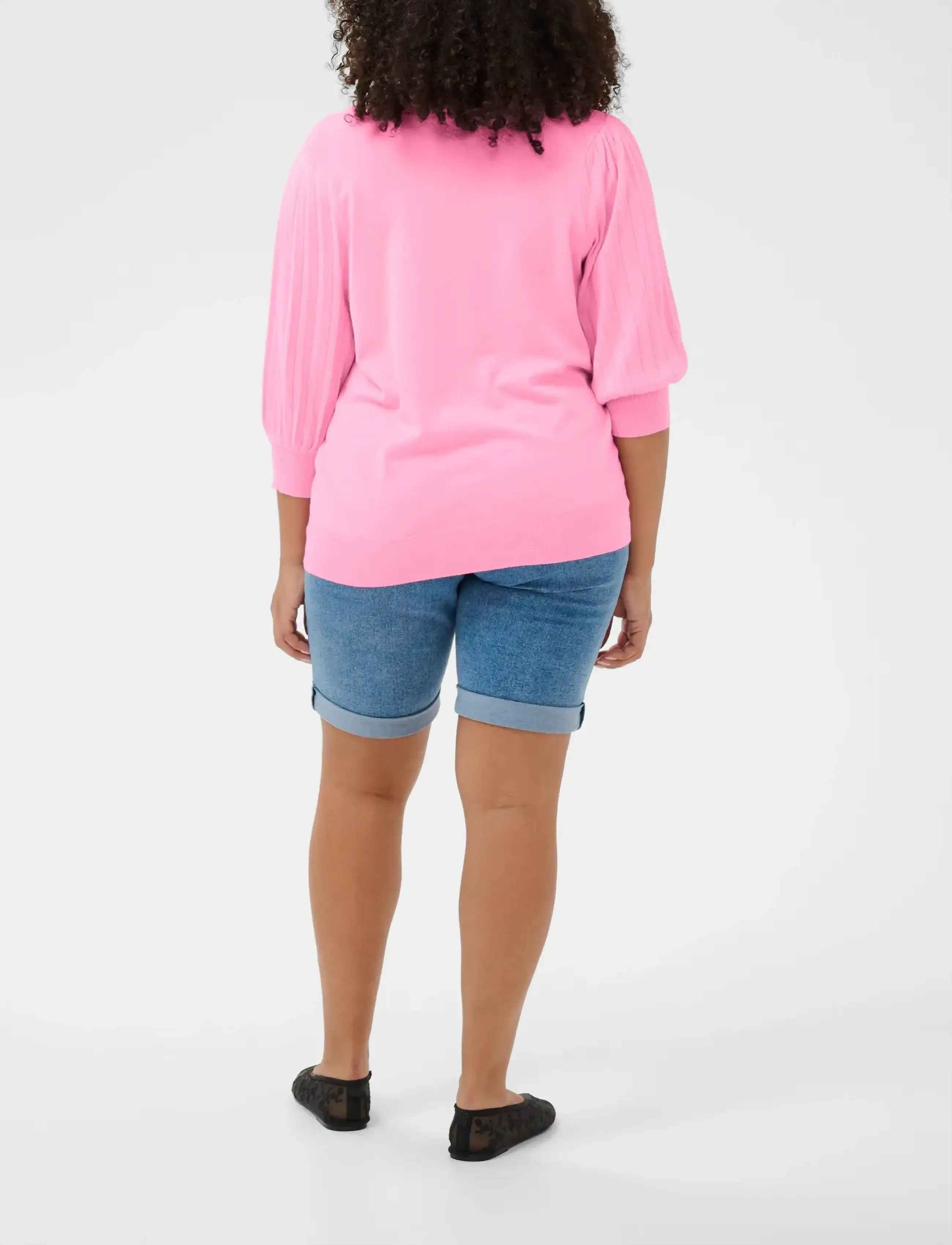 Kaffe Curve - KCloni 3/4 SL Knit Pullover - jumpers - pink frosting - 3