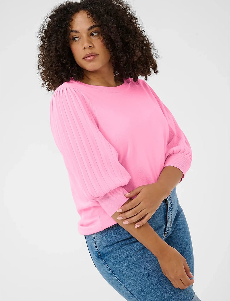 Kaffe Curve - KCloni 3/4 SL Knit Pullover - swetry - pink frosting - 4