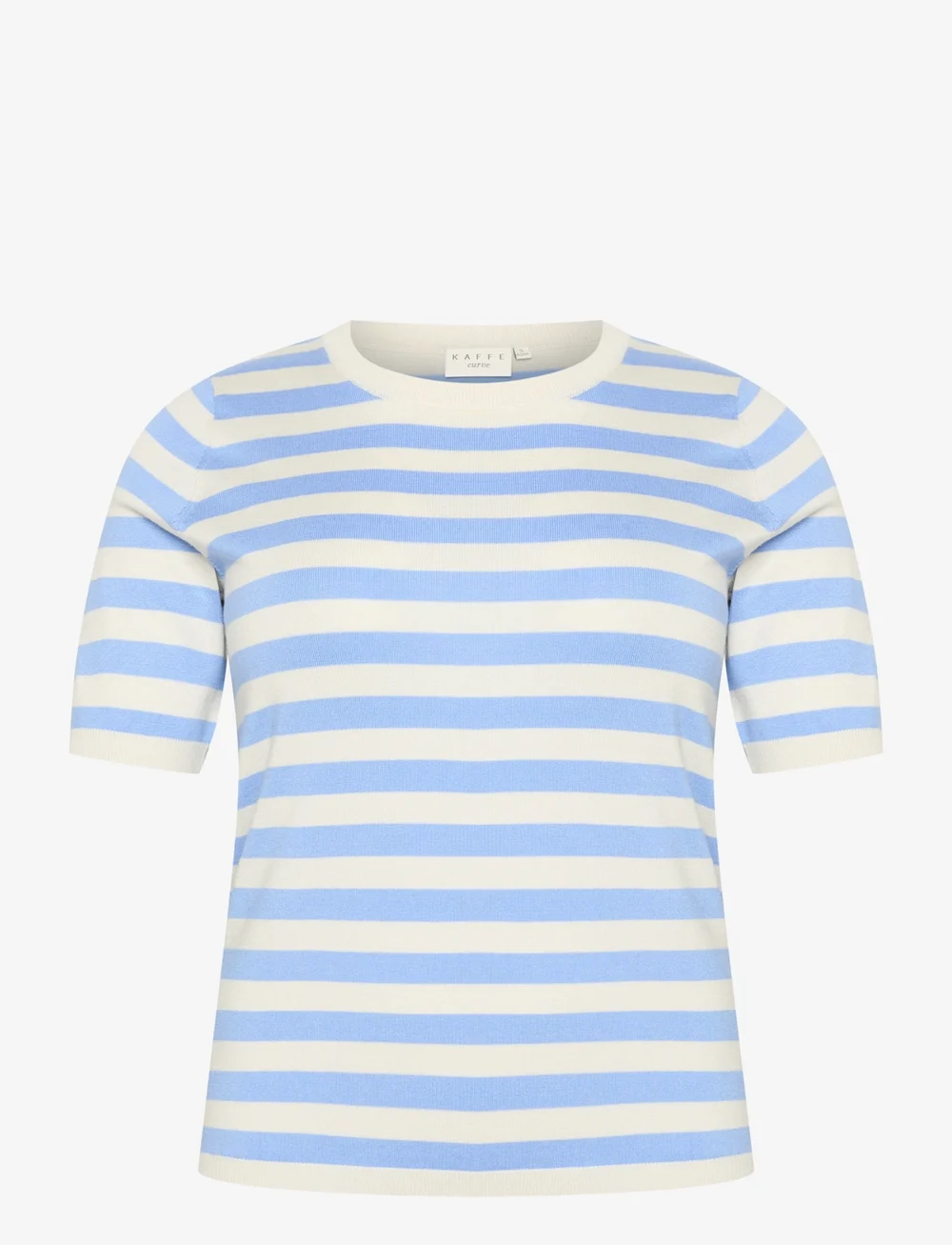 Kaffe Curve - KCmalia Wide Stripe Knit - stickade tröjor - vista blue/turtledove stripe - 1