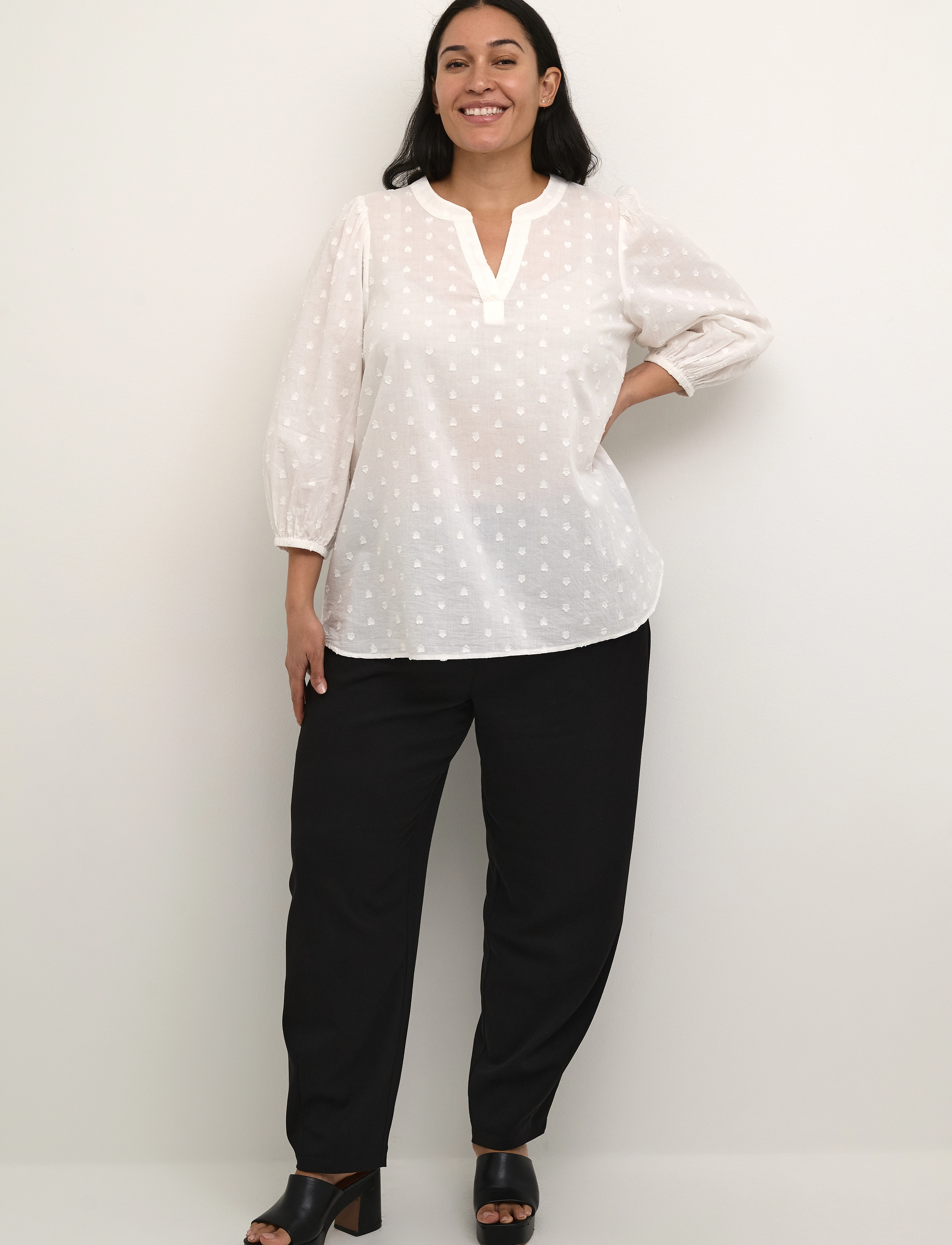 Kaffe Curve - KCjolana Blouse - langärmelige blusen - chalk - 3