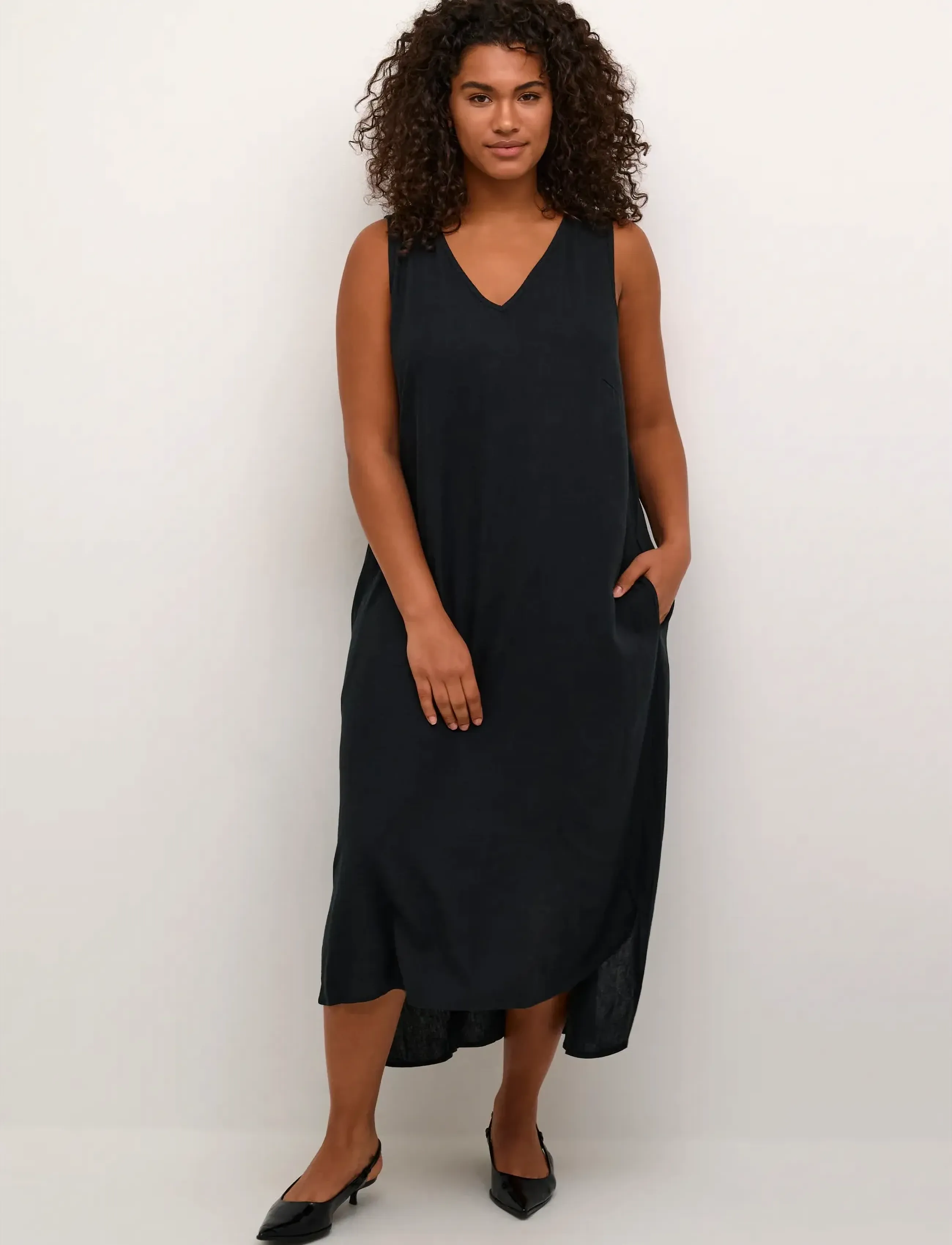 Kaffe Curve KCmille Sleeveless Dress - Zomerjurken - BLACK DEEP / black