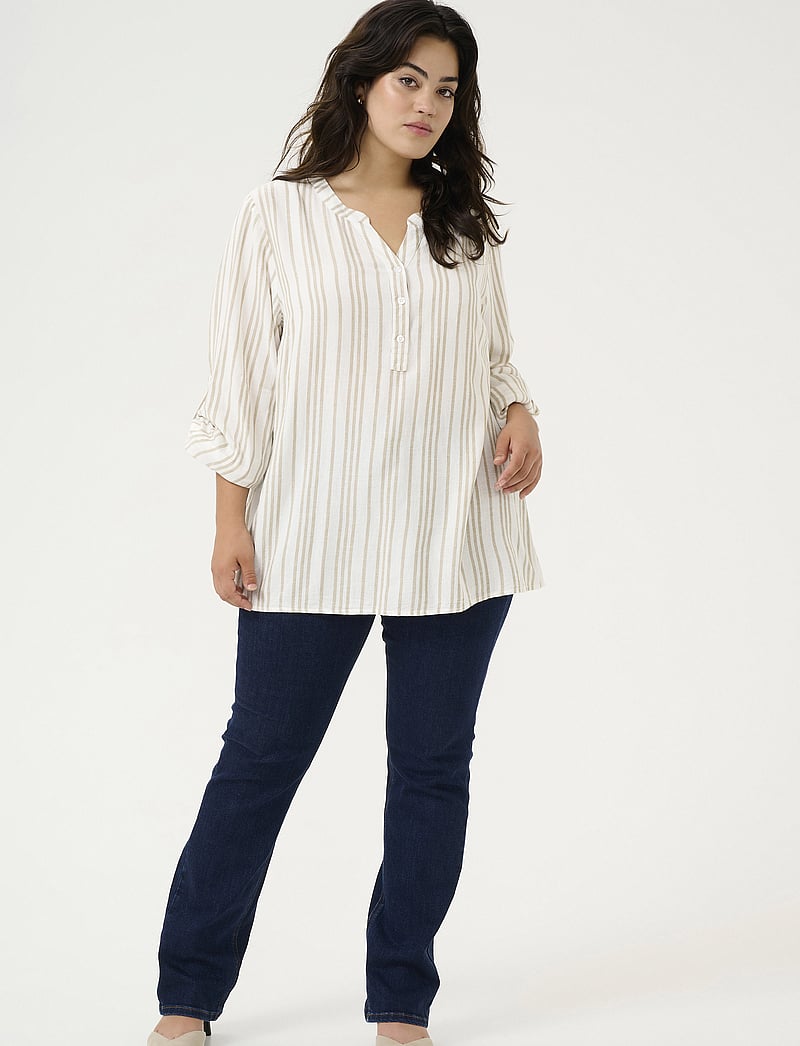 Kaffe Curve - KCmille Blouse - pikkade varrukatega pluusid - chalk / chinchilla stripe - 3