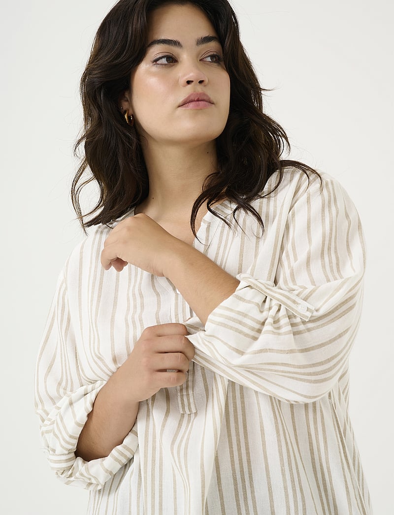 Kaffe Curve - KCmille Blouse - pikkade varrukatega pluusid - chalk / chinchilla stripe - 5