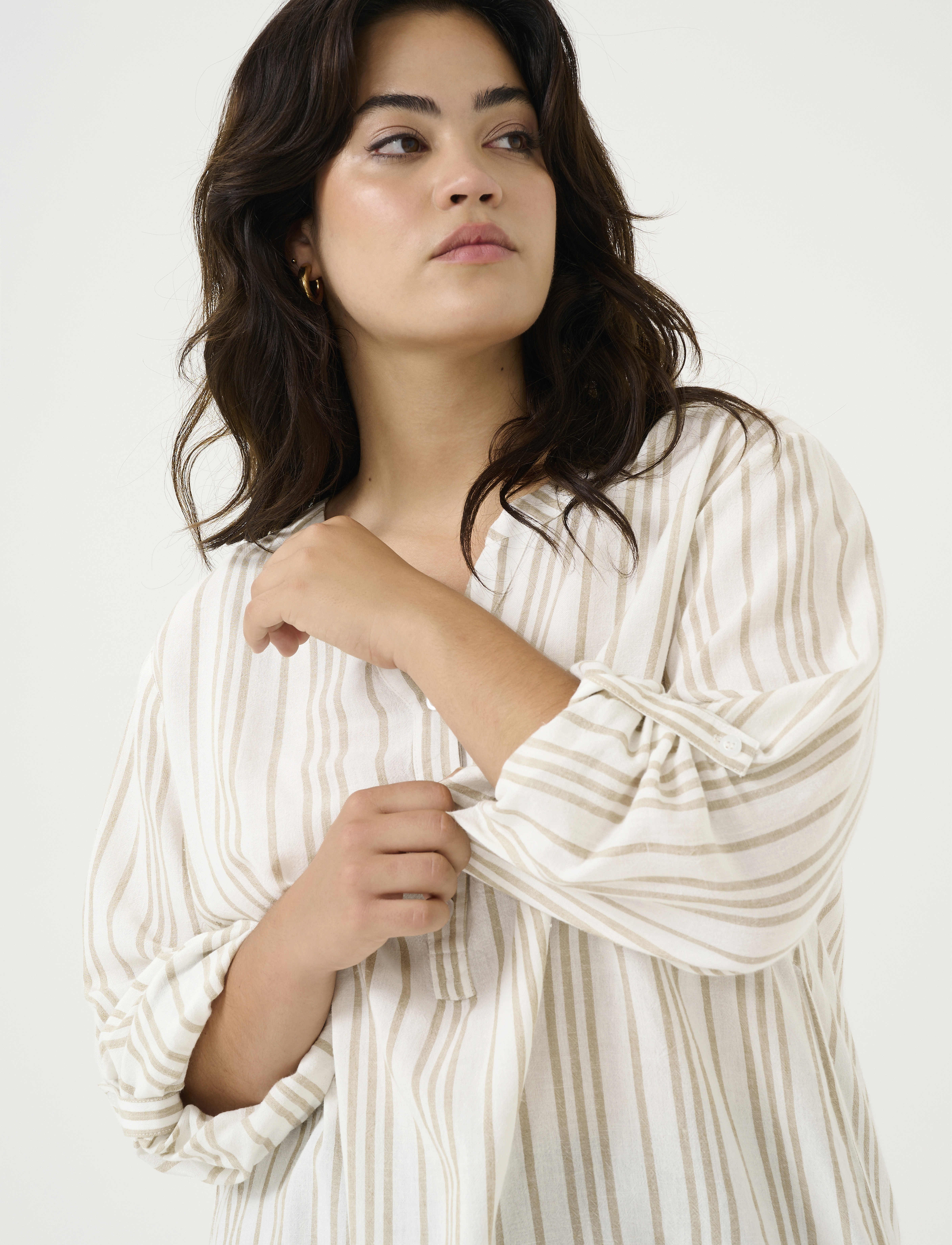 Kaffe Curve - KCmille Blouse - langærmede bluser - chalk / chinchilla stripe - 5