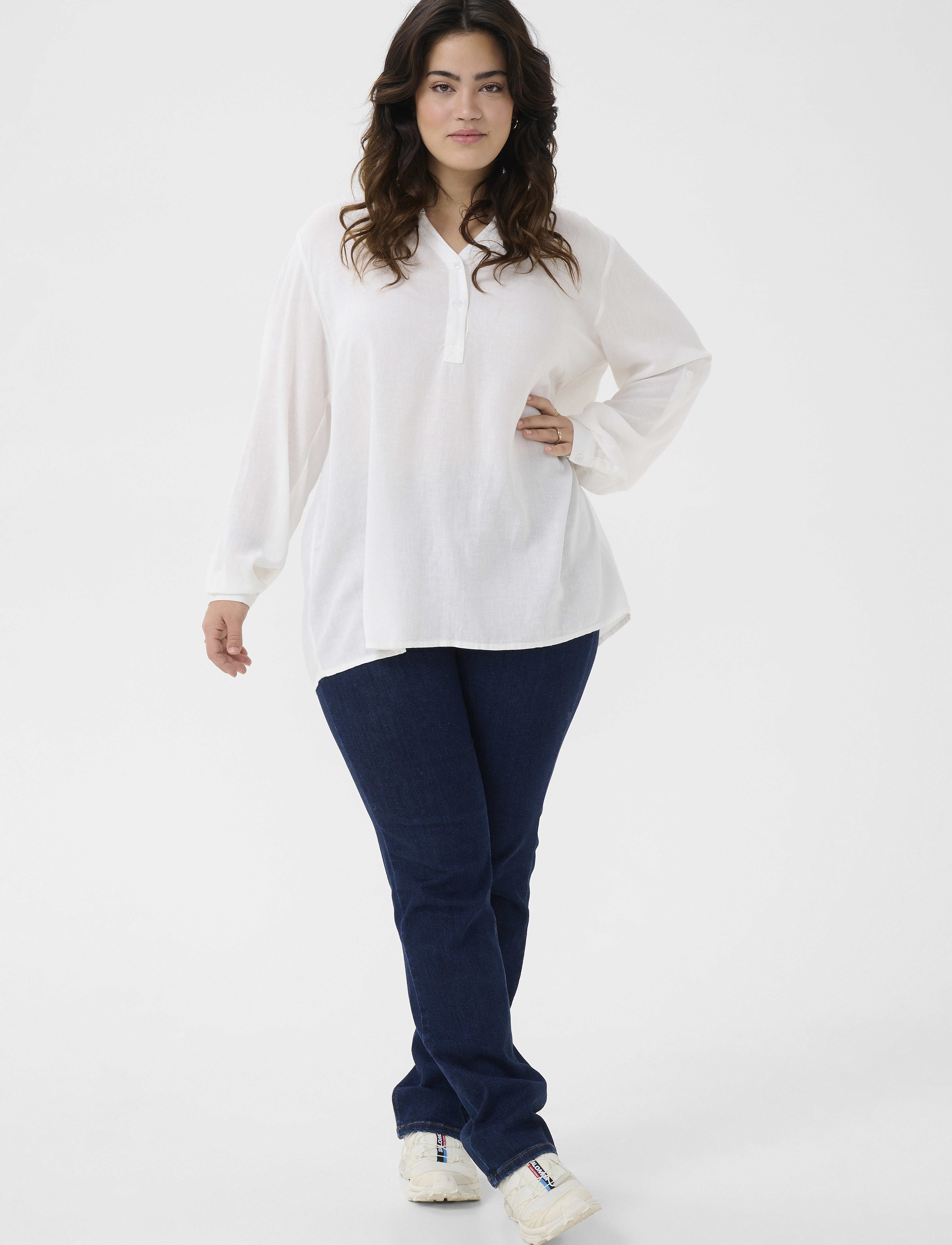 Kaffe Curve - KCmille Blouse - pitkähihaiset puserot - chalk - 3