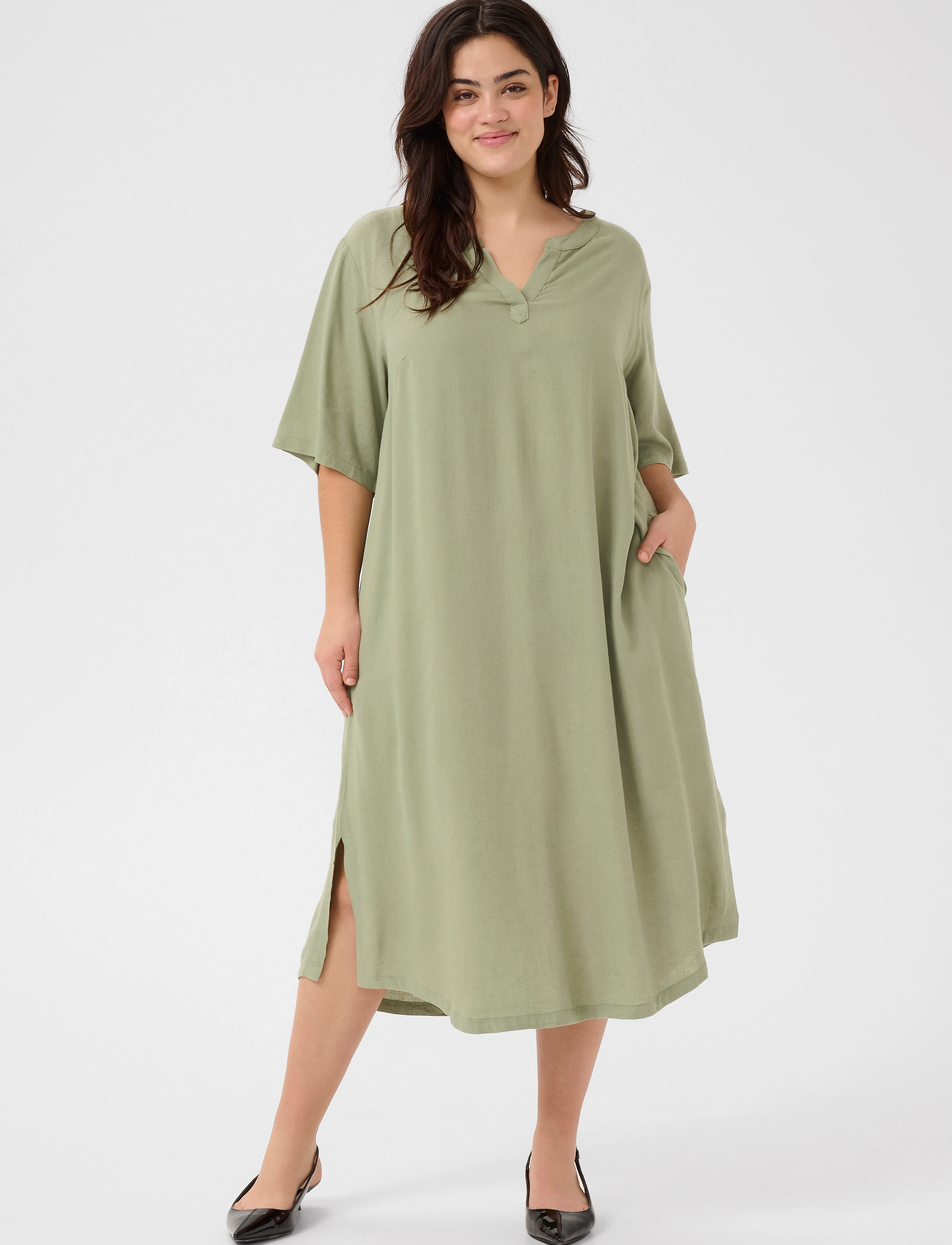 Kaffe Curve KCmille Kaftan Dress - Rannarõivad - OIL GREEN / green