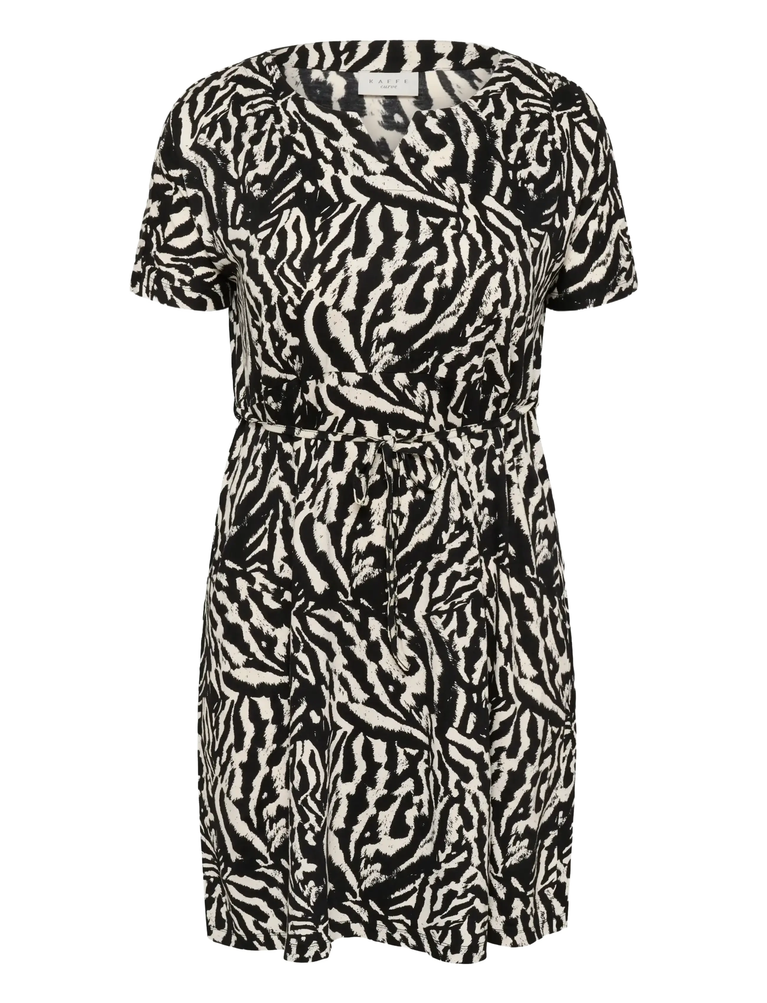 Kaffe Curve KCmella Jersey Dress - Kjoler - BLACK DEEP/CHALK S ANIMAL / black