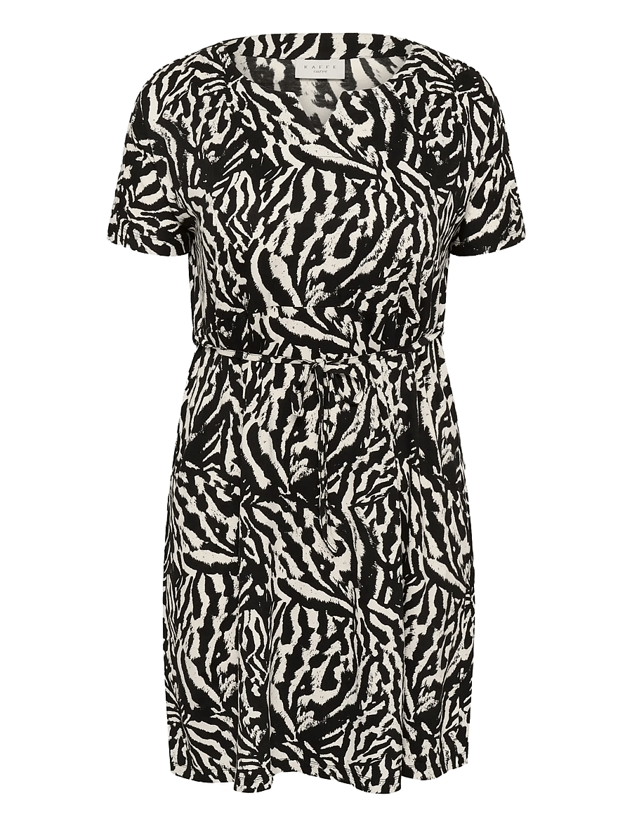 Kaffe Curve - KCmella Jersey Dress - sommerkleider - black deep/chalk s animal - 1