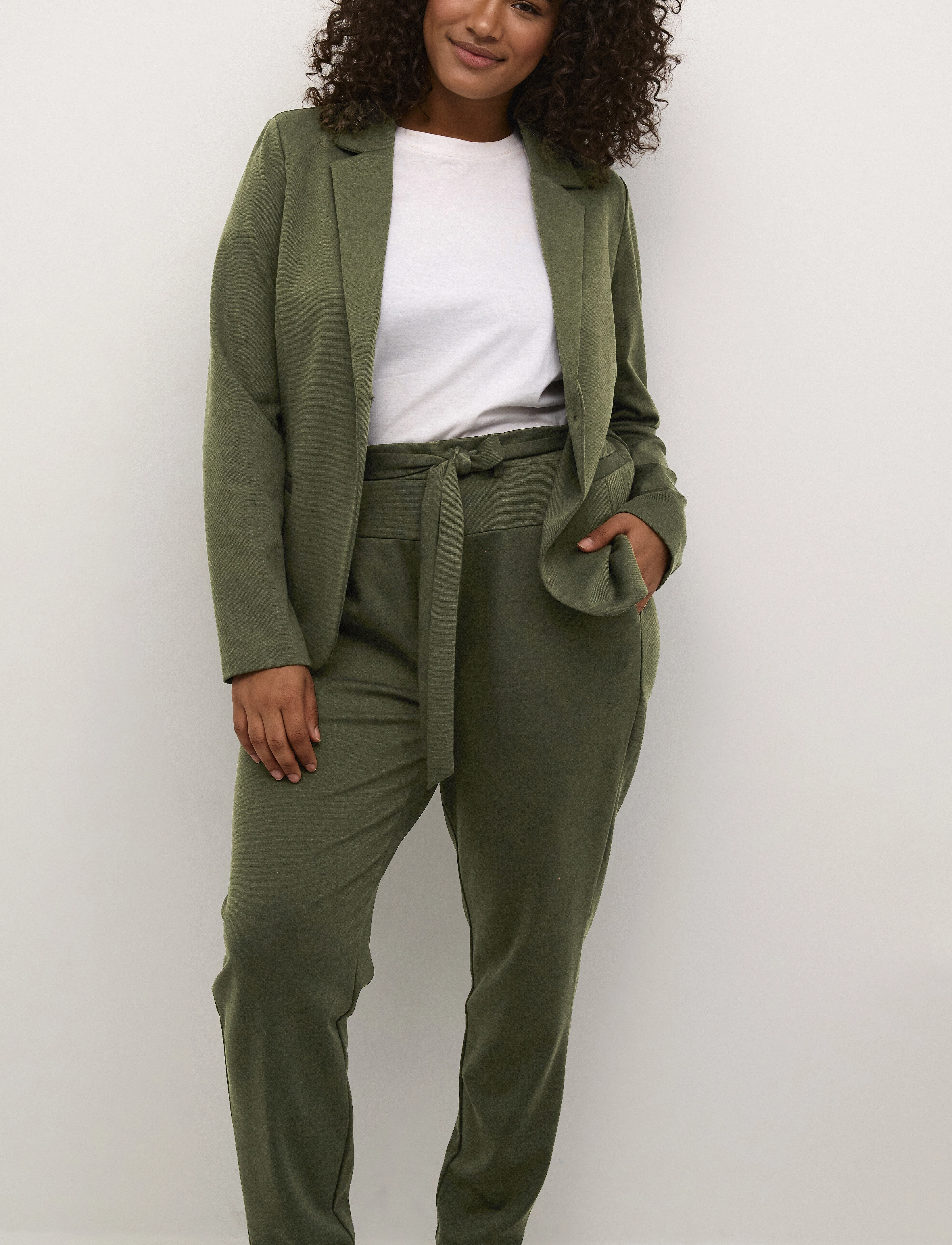 Kaffe Curve - KCjenna Belt Pant - laveste priser - forest night - 5