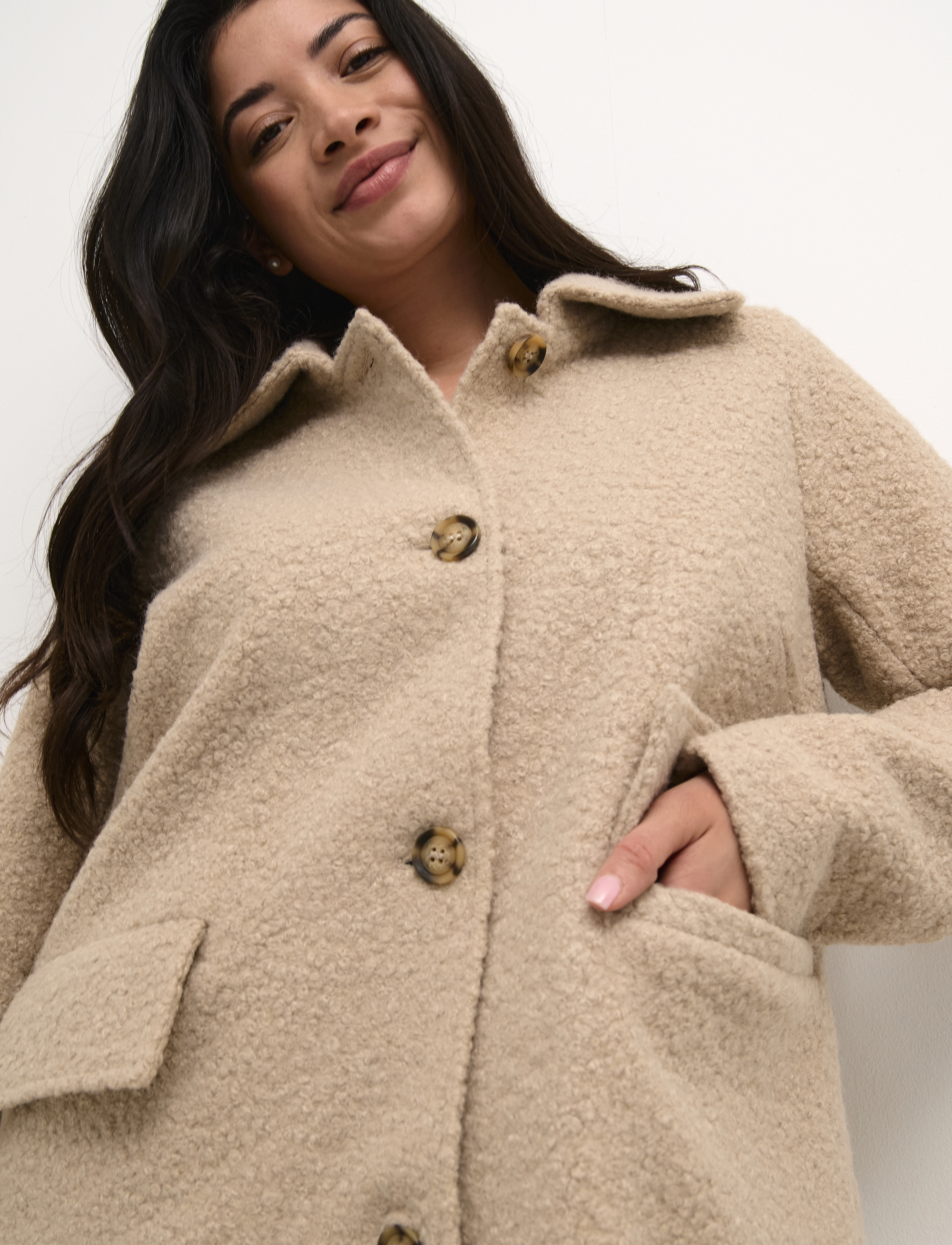 Kaffe Curve - KCannelene Coat - overtøj - feather gray - 4