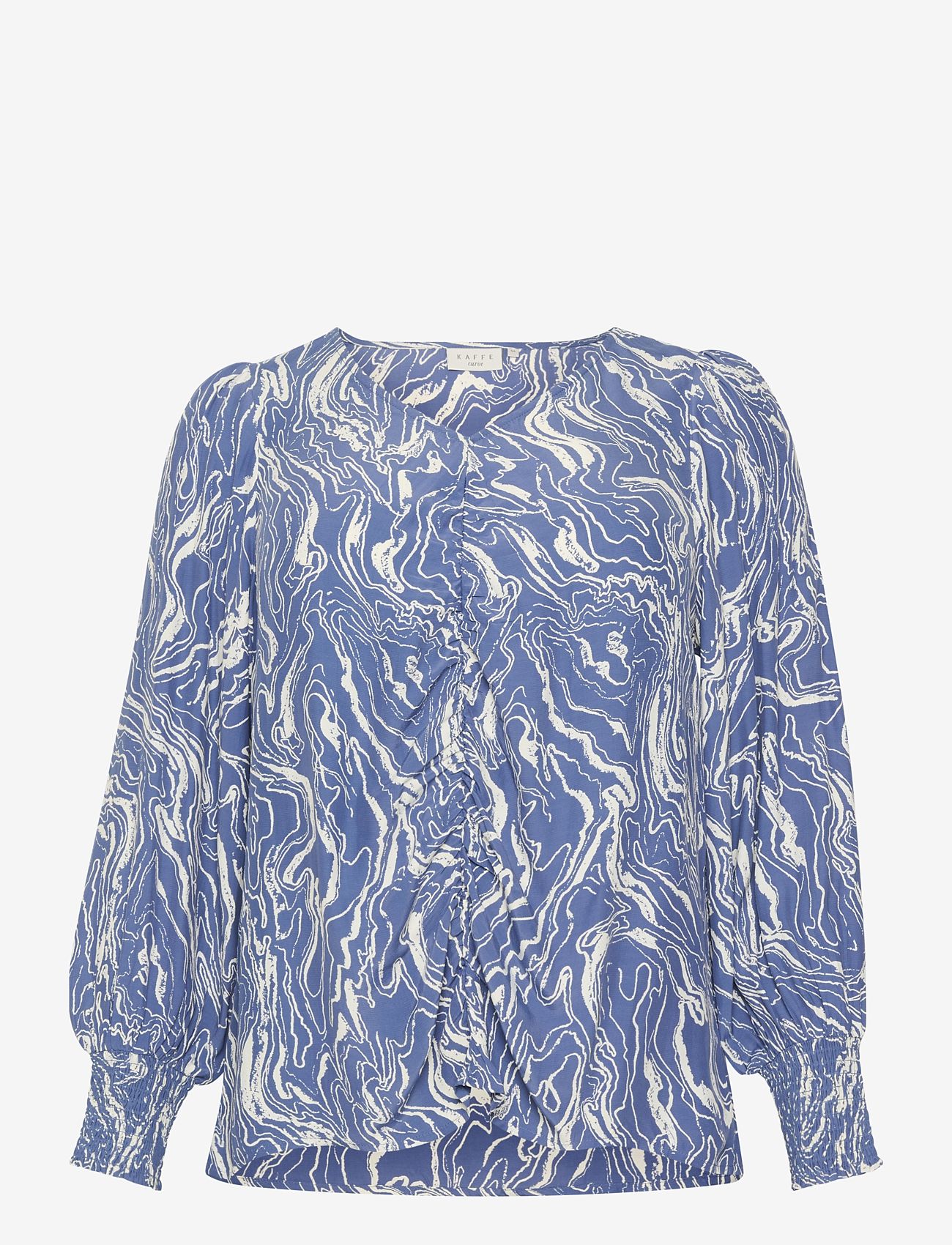 Kaffe Curve - KCalona Blouse - long-sleeved blouses - blue indigo/white marbel - 0