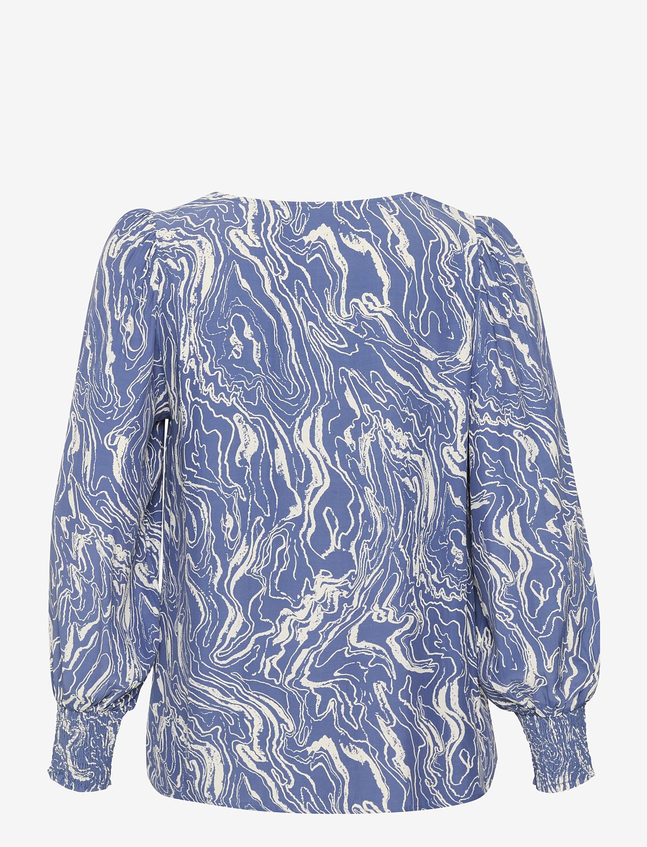Kaffe Curve - KCalona Blouse - long-sleeved blouses - blue indigo/white marbel - 1