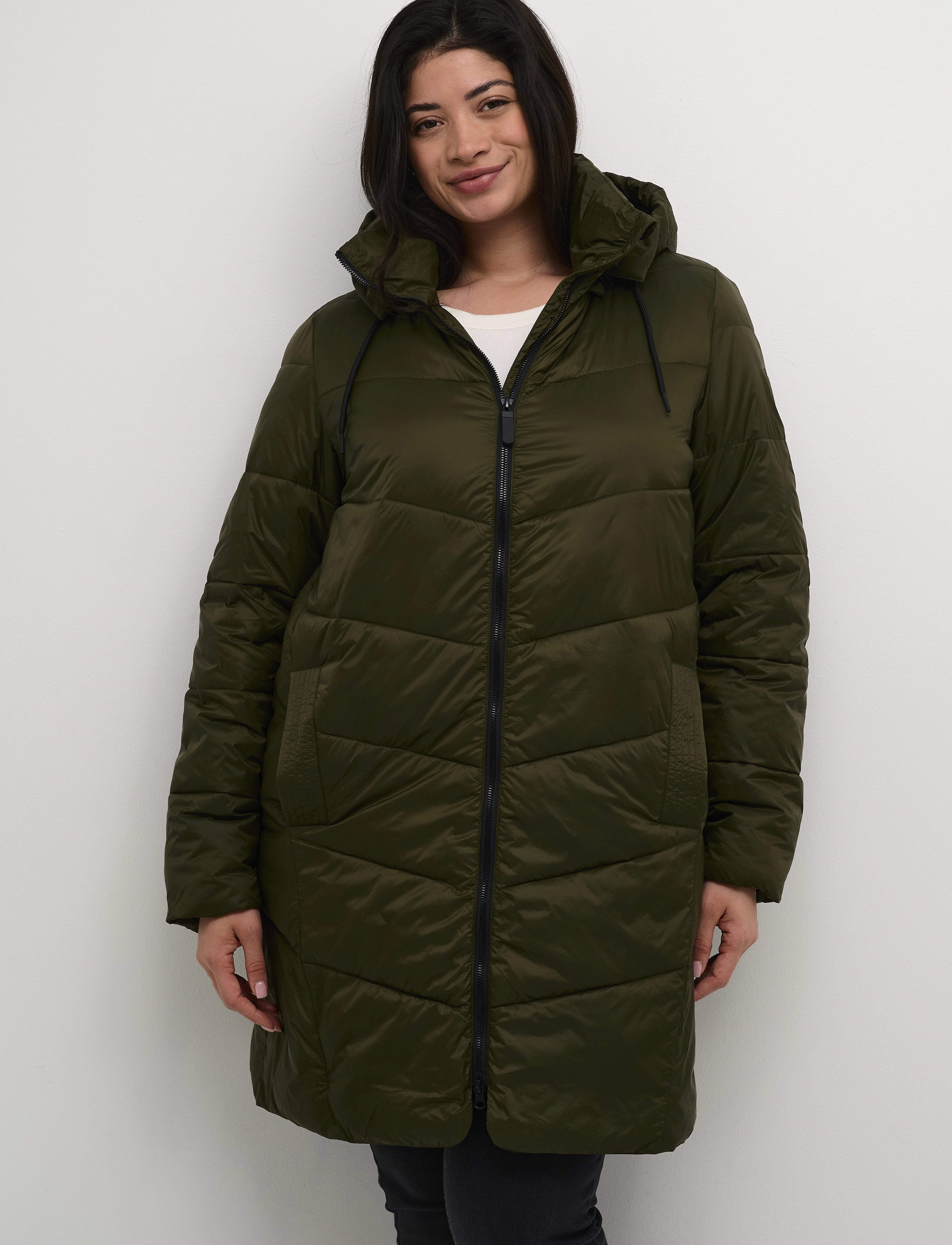 Kaffe Curve KCsusanna Coat - Kåper - FOREST NIGHT / khaki/green