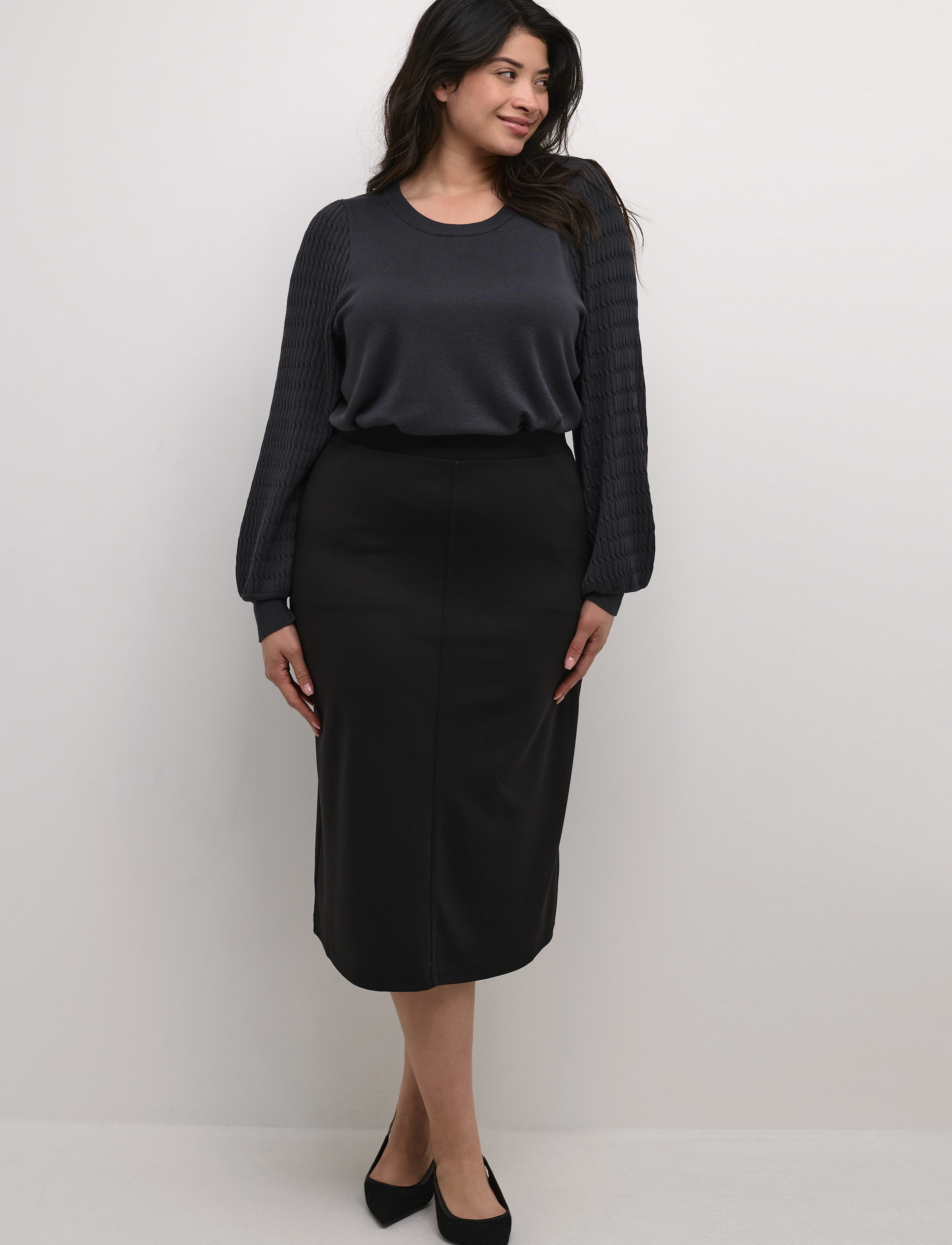 Kaffe Curve - KCjenna Jersey Skirt - midi röcke - black deep - 3