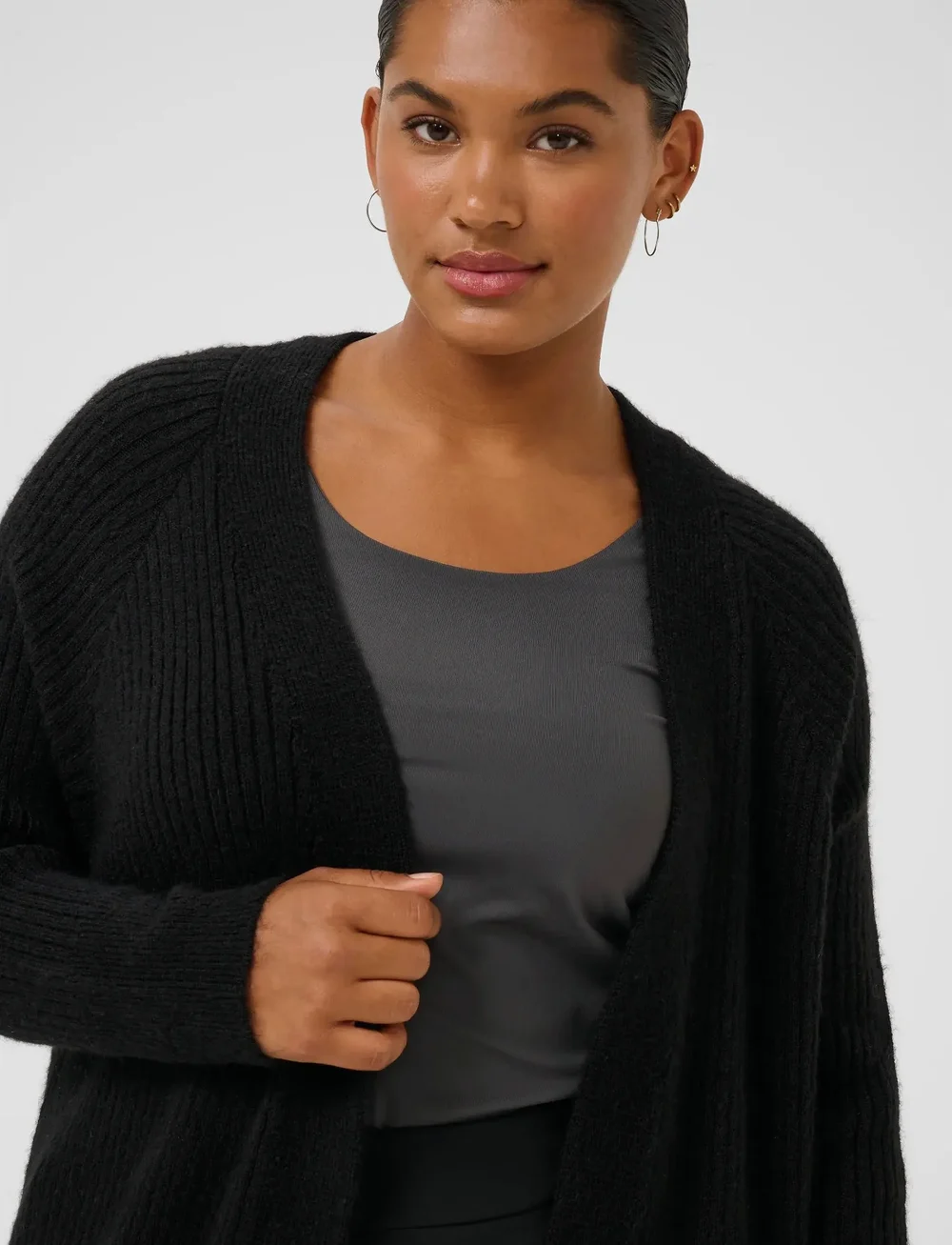 Kaffe Curve - KCrinye Long Cardigan - cardigans - black deep - 4