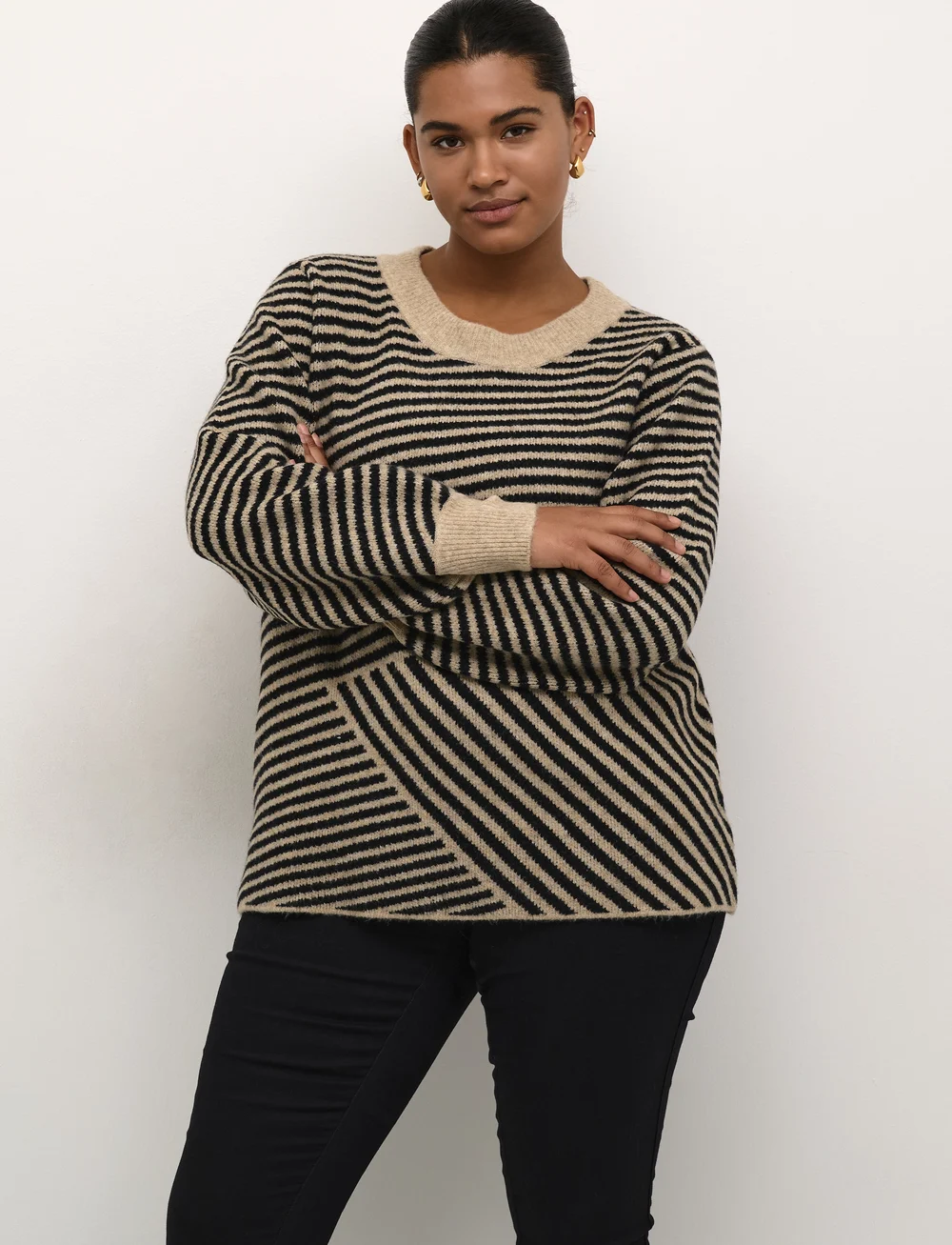 Kaffe Curve - KCverina Knit Pullover - pullover - feather gray melange / black - 0