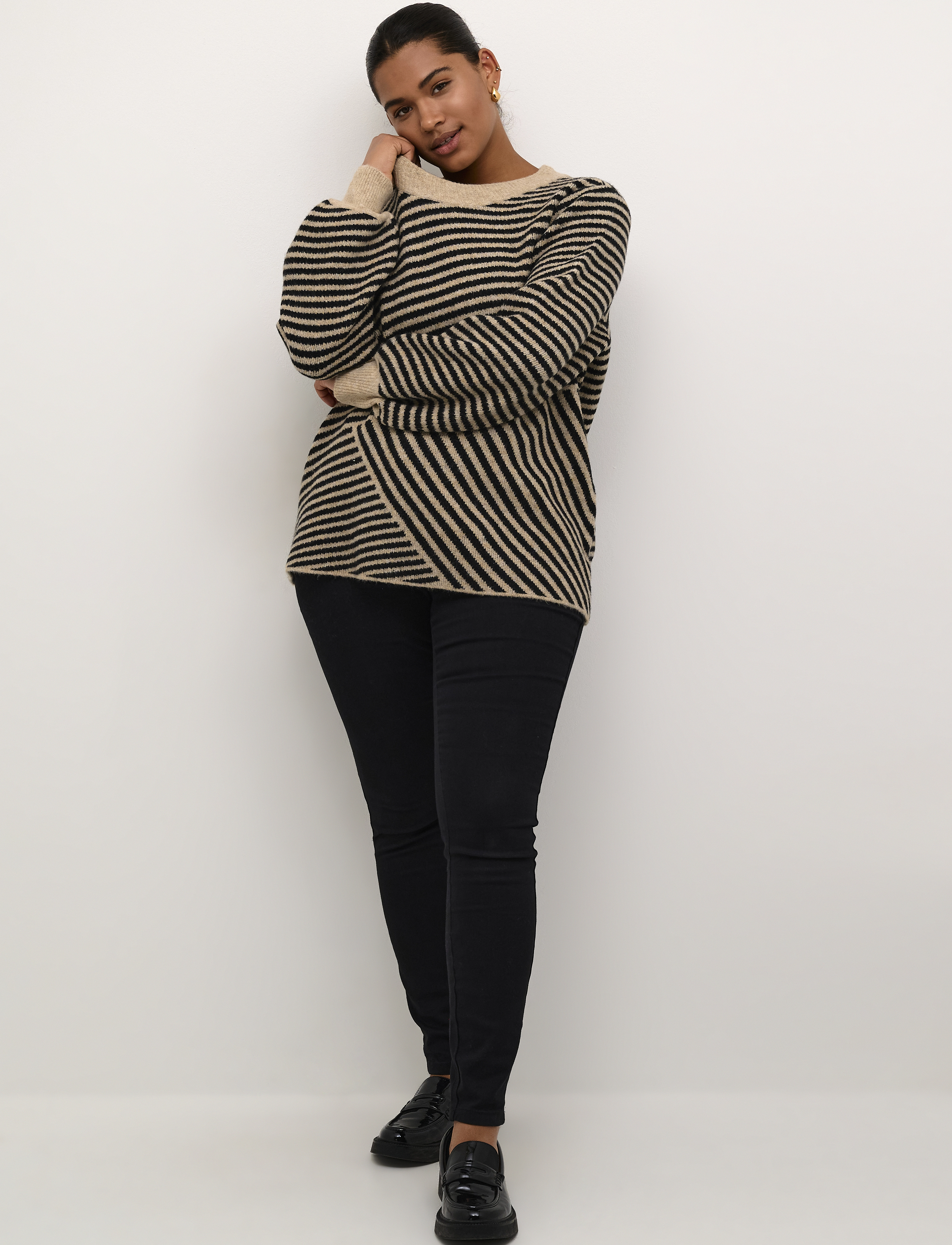 Kaffe Curve - KCverina Knit Pullover - trøjer - feather gray melange / black - 3
