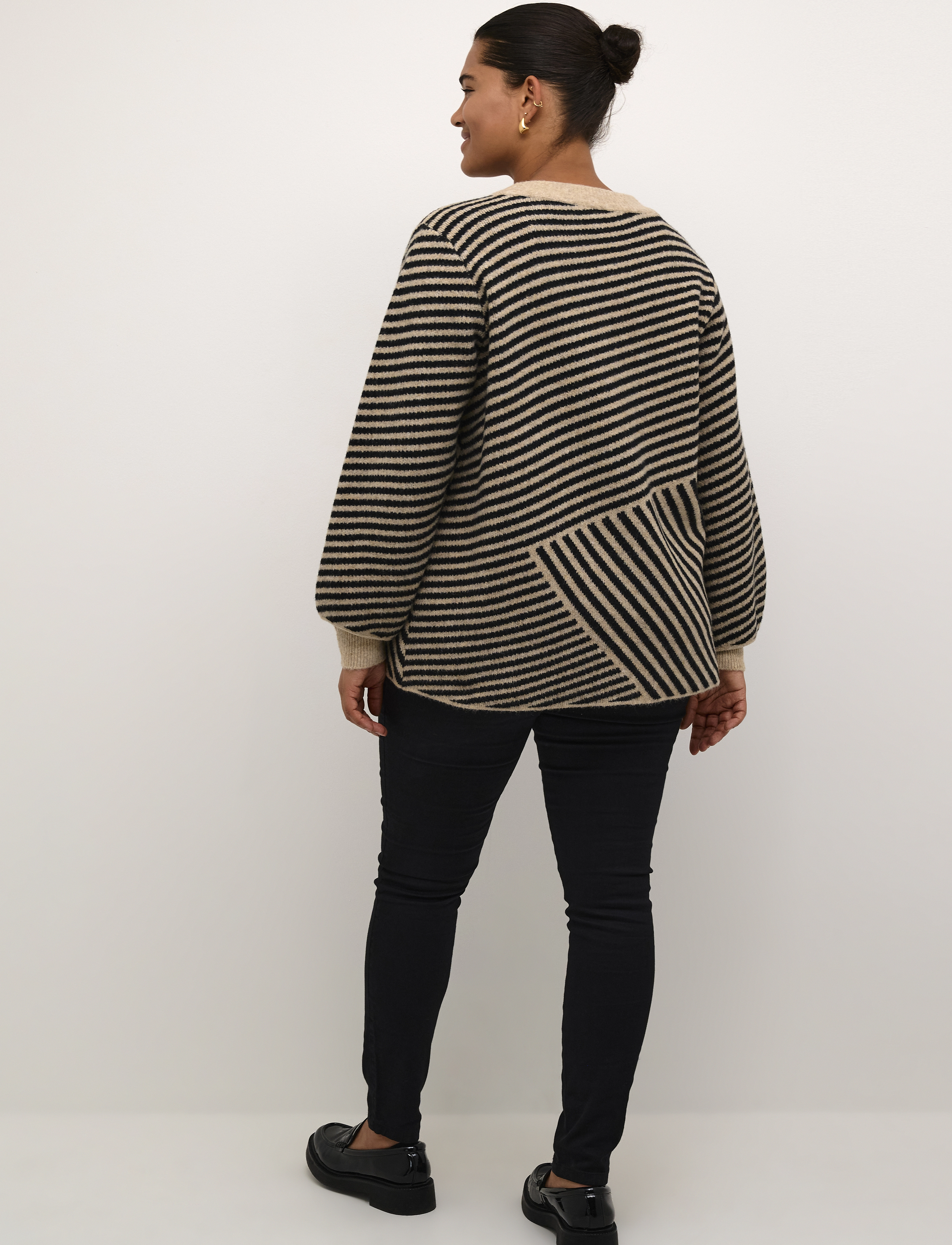 Kaffe Curve - KCverina Knit Pullover - trøjer - feather gray melange / black - 4