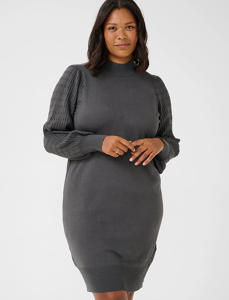 Kaffe Curve - KClini Knit Dress - knitted dresses - black oyster - 0