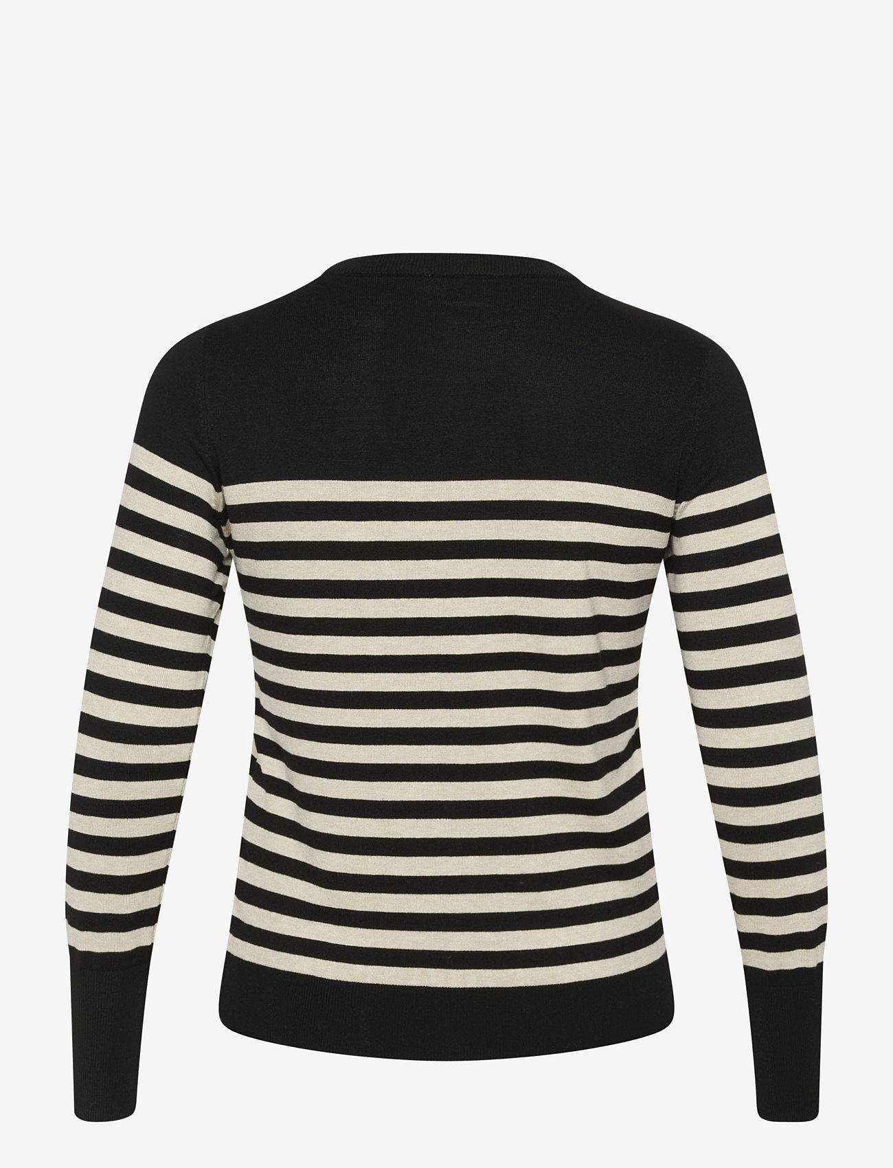 Kaffe Curve - KClizzy Striped Knit Pullover - stickade tröjor - black/feather gray mel. stripe - 2