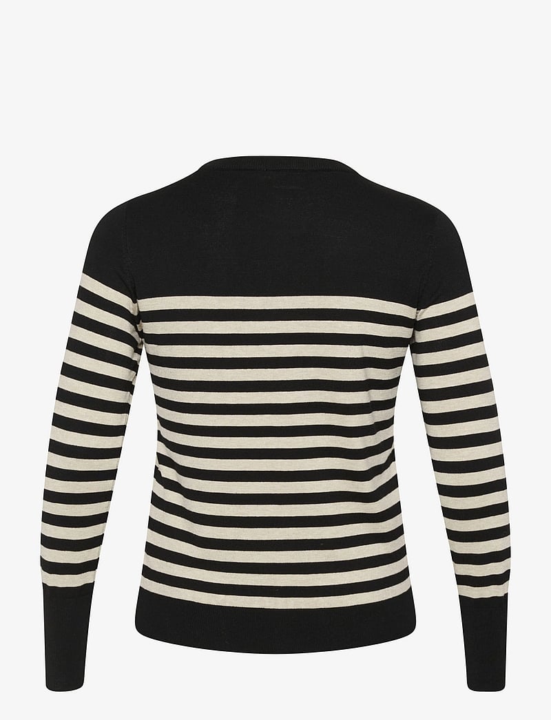 Kaffe Curve - KClizzy Striped Knit Pullover - stickade tröjor - black/feather gray mel. stripe - 2