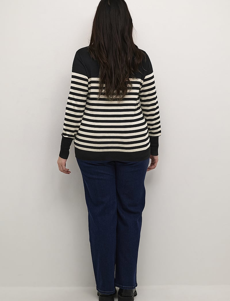 Kaffe Curve - KClizzy Striped Knit Pullover - stickade tröjor - black/feather gray mel. stripe - 4