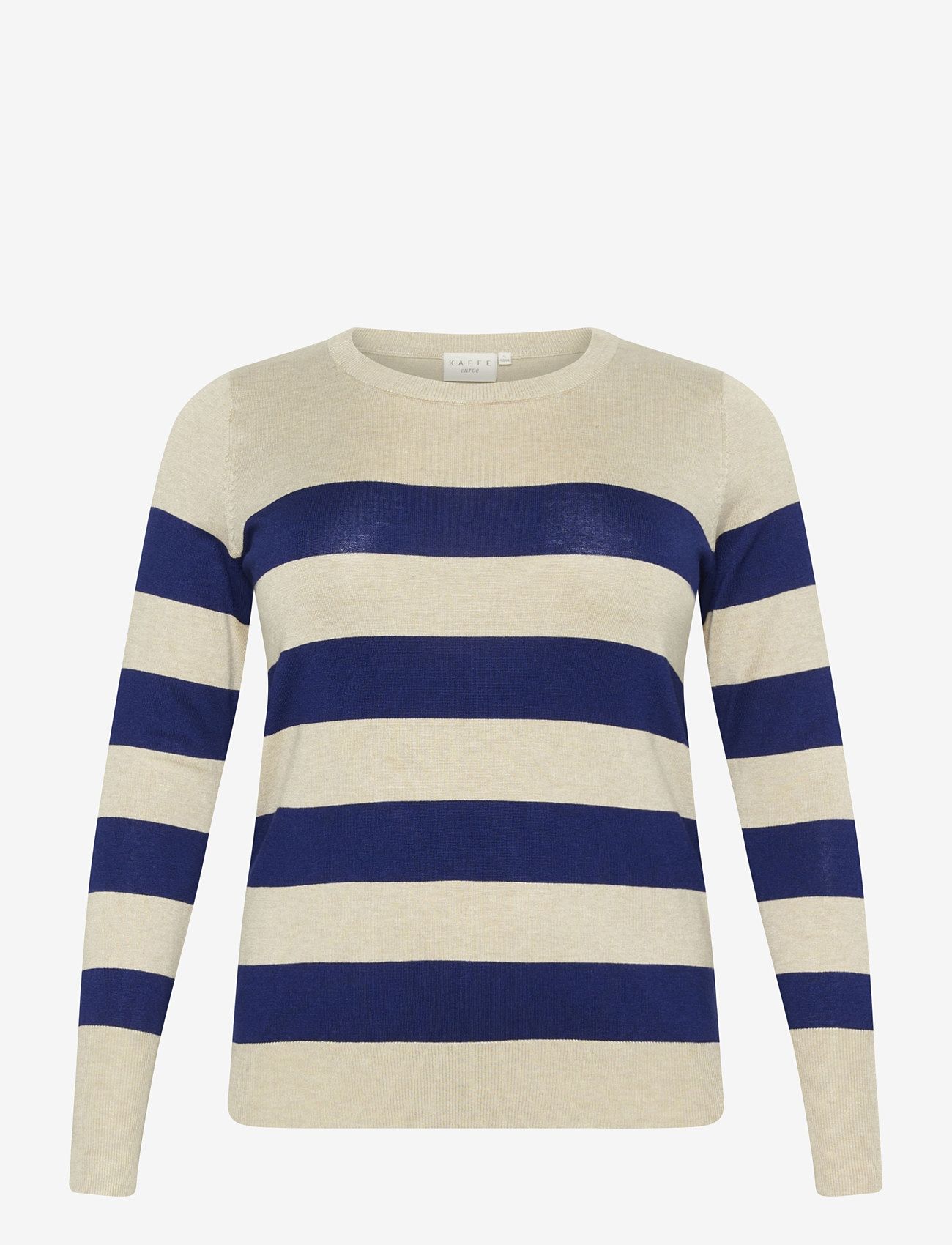 Kaffe Curve - KClizzy Striped Knit Pullover - herbstliche kleidung - blue/feather gray mel. stripe - 0