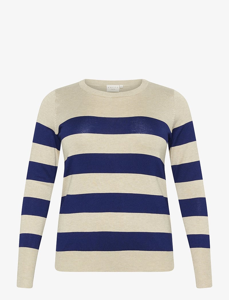 Kaffe Curve - KClizzy Striped Knit Pullover - striktrøjer - blue/feather gray mel. stripe - 1