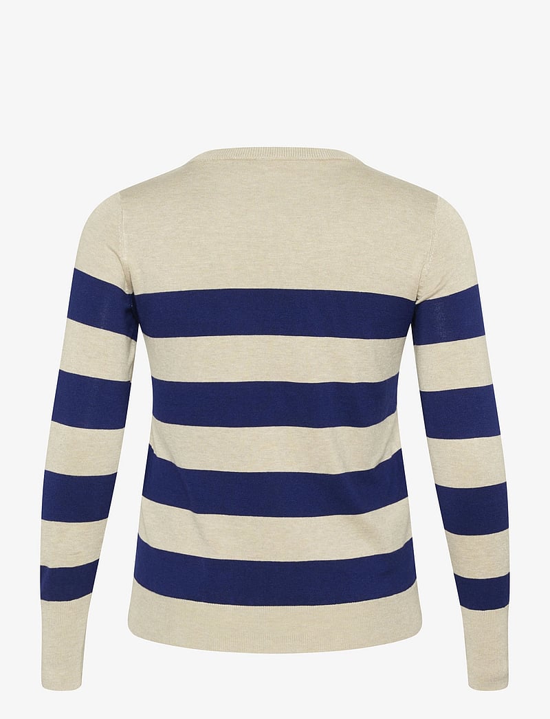 Kaffe Curve - KClizzy Striped Knit Pullover - striktrøjer - blue/feather gray mel. stripe - 2