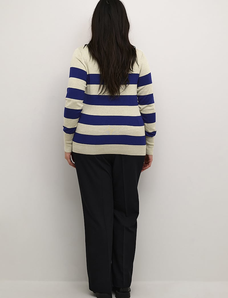 Kaffe Curve - KClizzy Striped Knit Pullover - striktrøjer - blue/feather gray mel. stripe - 4