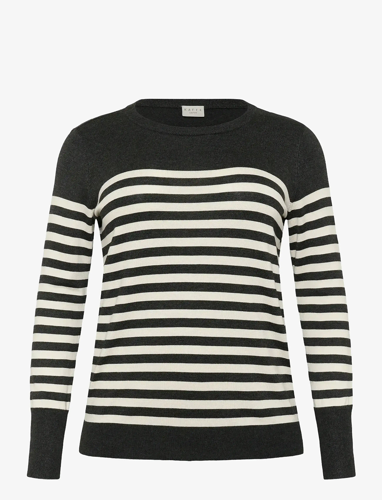 Kaffe Curve - KClizzy Striped Knit Pullover - herbstliche kleidung - dgm/turtledove half stripe - 0