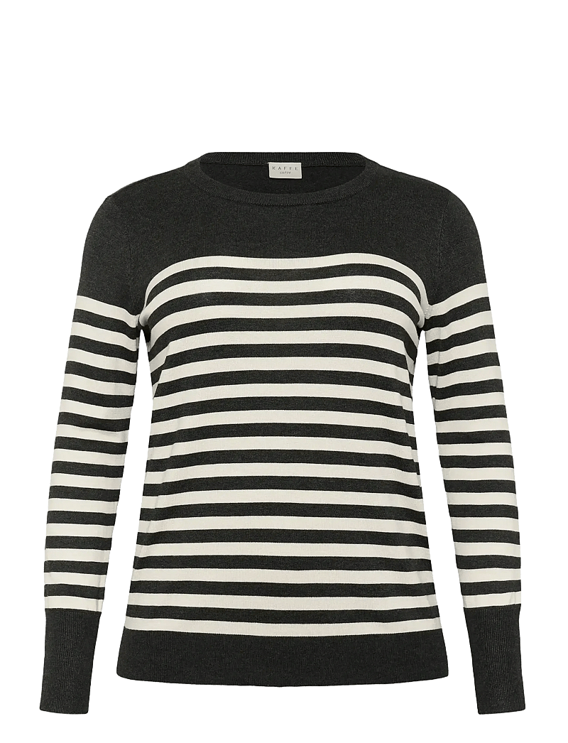 Kaffe Curve - KClizzy Striped Knit Pullover - pullover - dgm/turtledove half stripe - 1